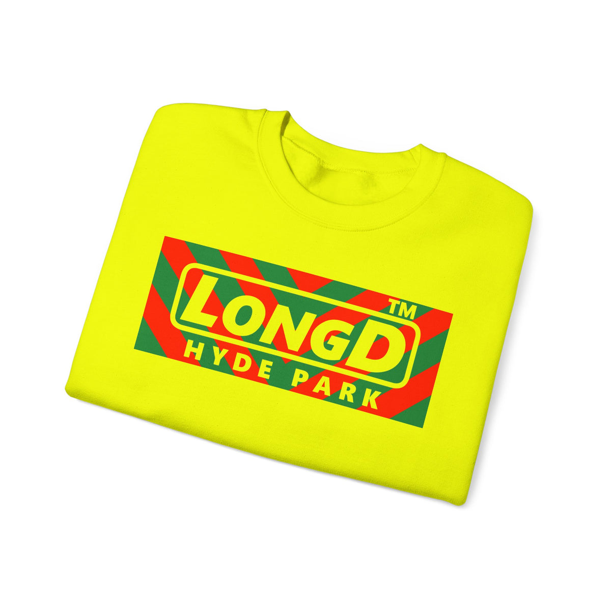 LongD Hyde Park negative downward chevron front-back logo (Xmas colors) crewneck sweatshirt
