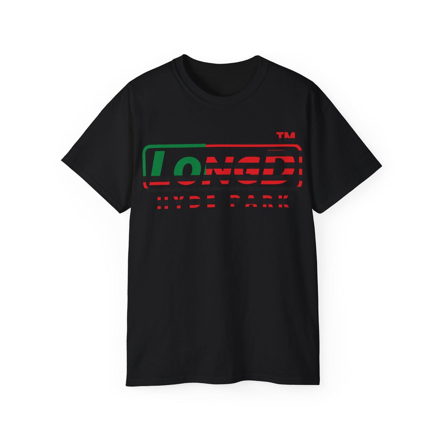 LongD positive flag Hyde Park logo cotton tee (Juneteenth colors)