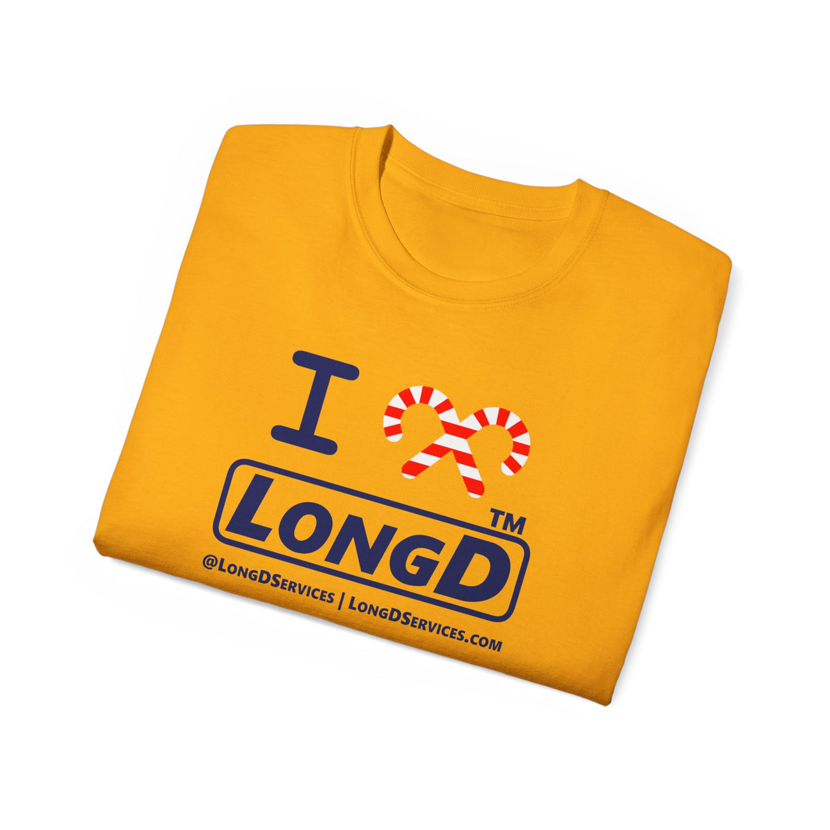 I candy cane LongD Tag-domain positive official basic navy front-back logo cotton tee