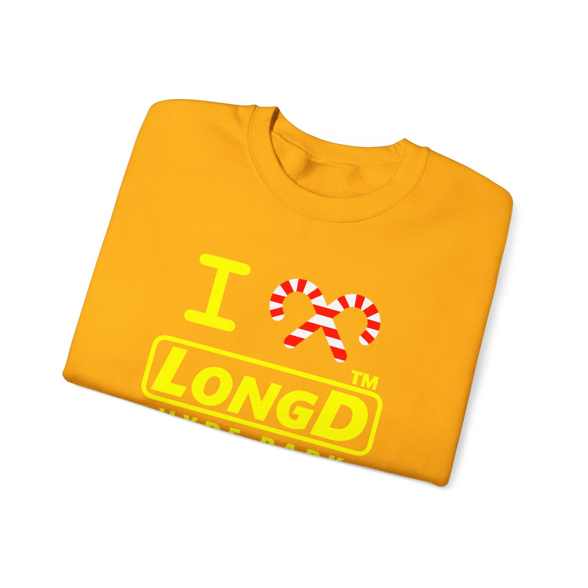I candy cane LongD Hyde Park positive alternate basic yellow logo crewneck sweatshirt