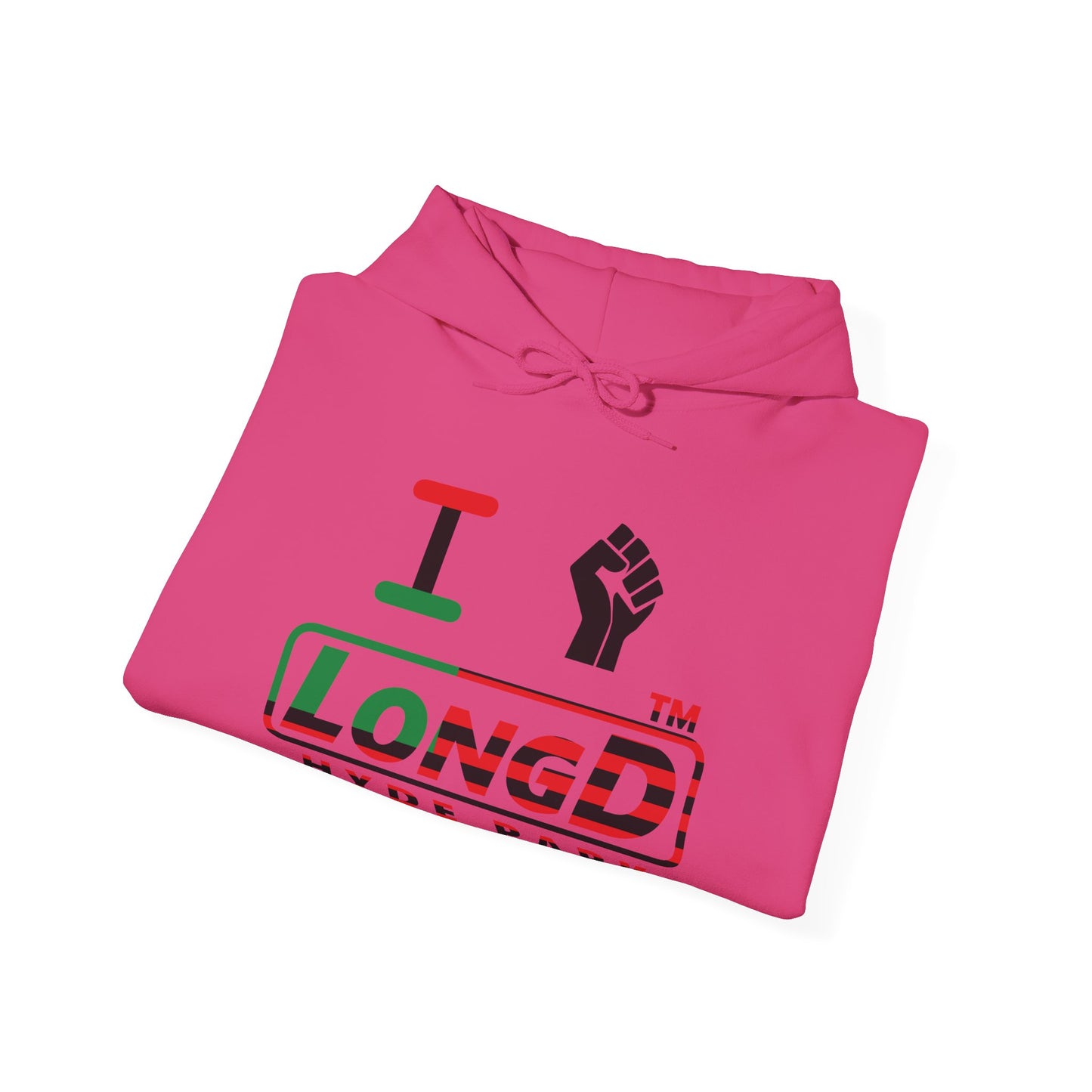I fist LongD® positive flag Hyde Park logo Hoodie (Juneteenth colors)