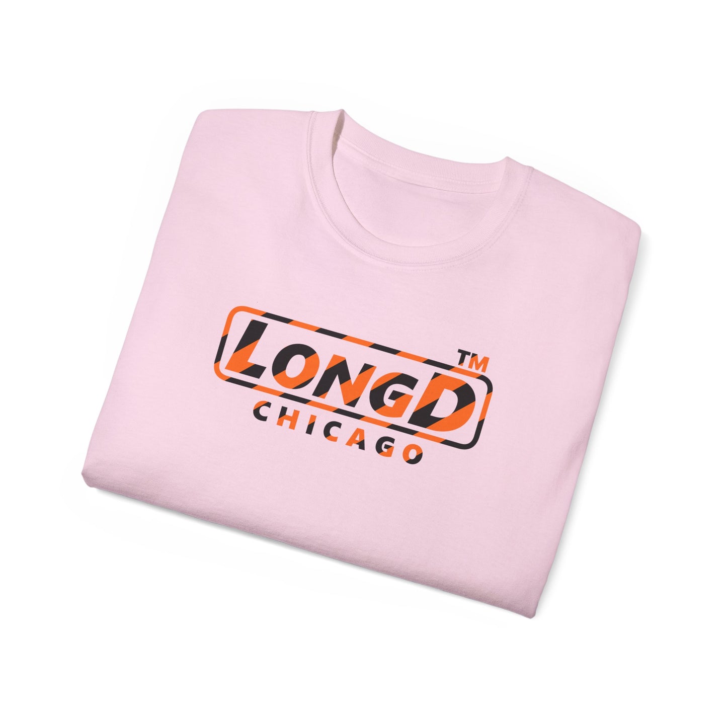 LongD Chicago positive 12-striped 4-print logo (Halloween colors) cotton tee