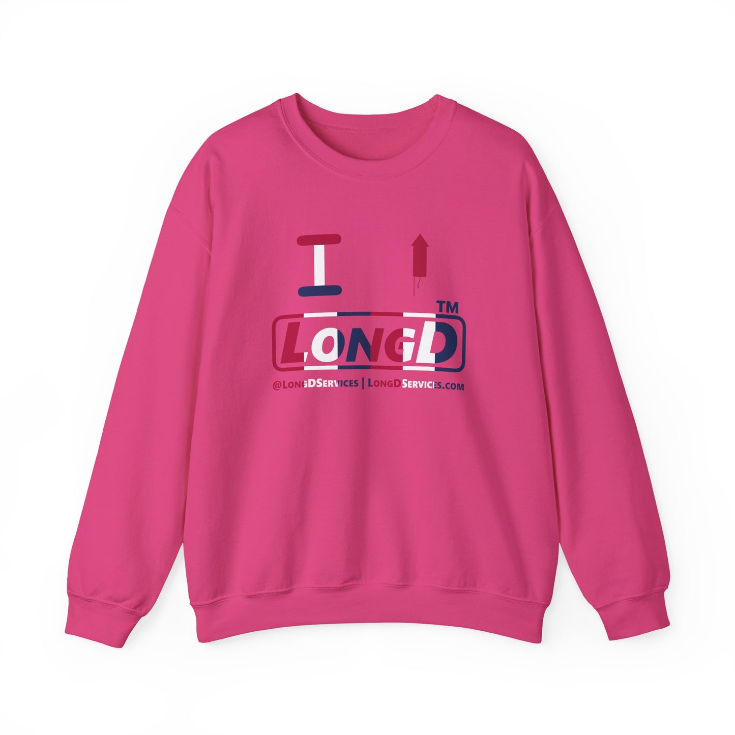 I firecracker LongD positive vertical 6-striped tag-domain logo crewneck sweatshirt