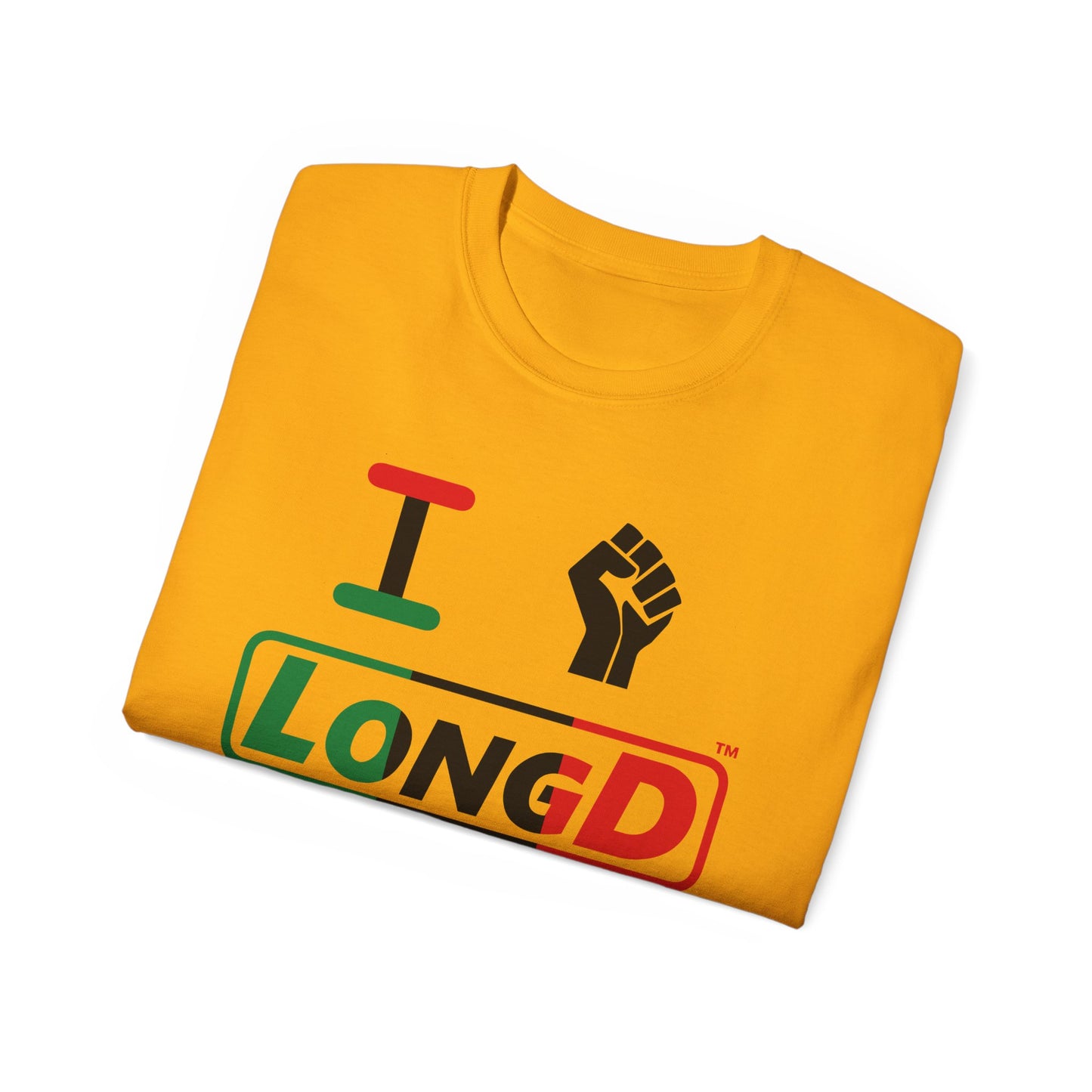 I Fist LongD® Logo Cotton Tee Juneteenth black fist positive thirds text