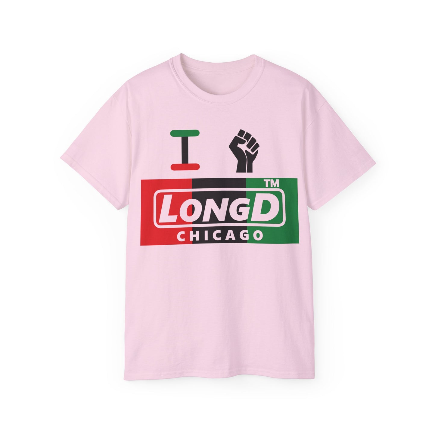 I fist LongD negative vertical 3-striped Chicago logo cotton tee