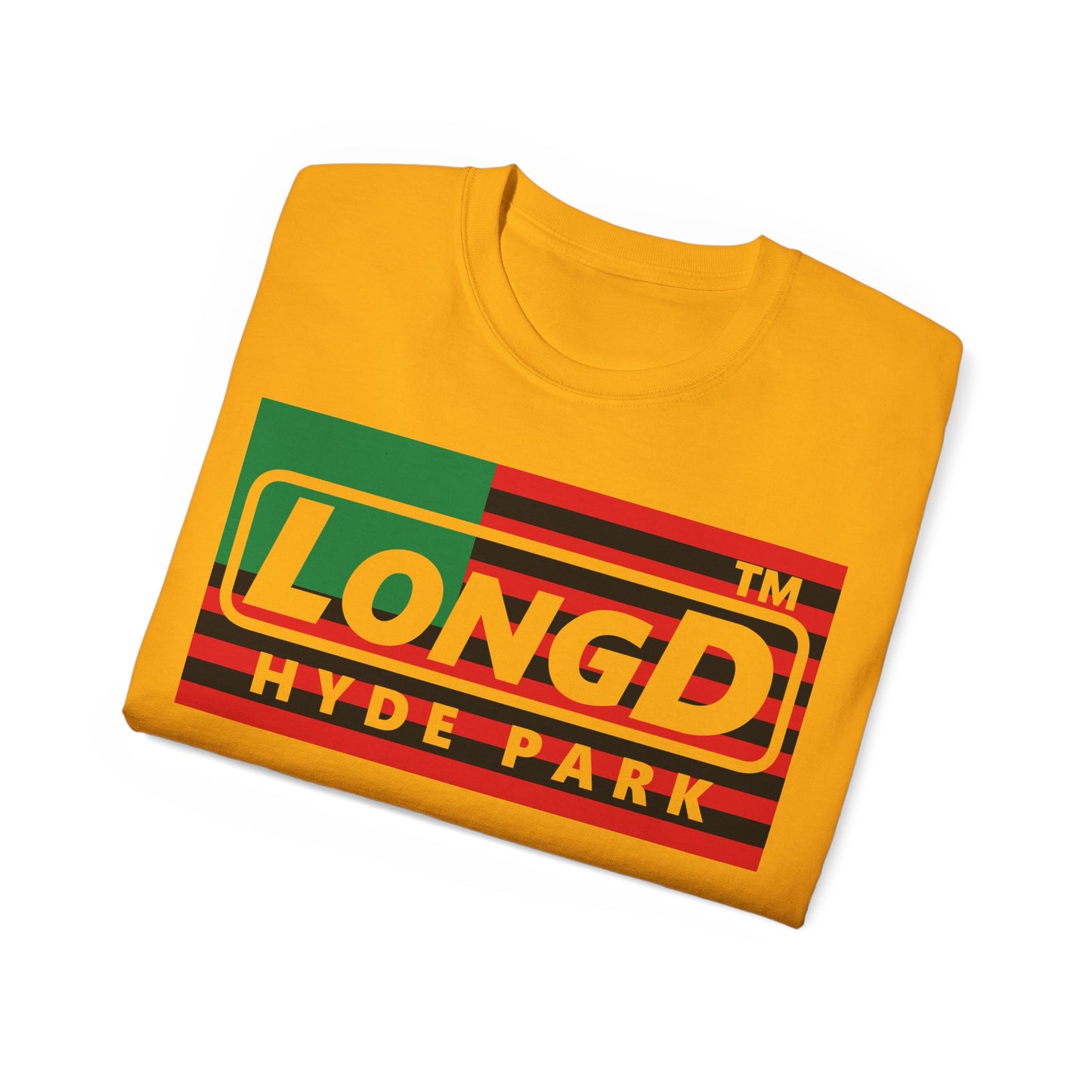 LongD negative flag Hyde Park logo 4-print cotton tee (Juneteenth colors)