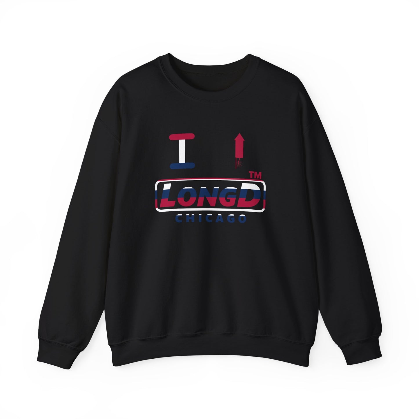 I firecracker LongD positive horizontal 6-striped Chicago logo crewneck sweatshirt
