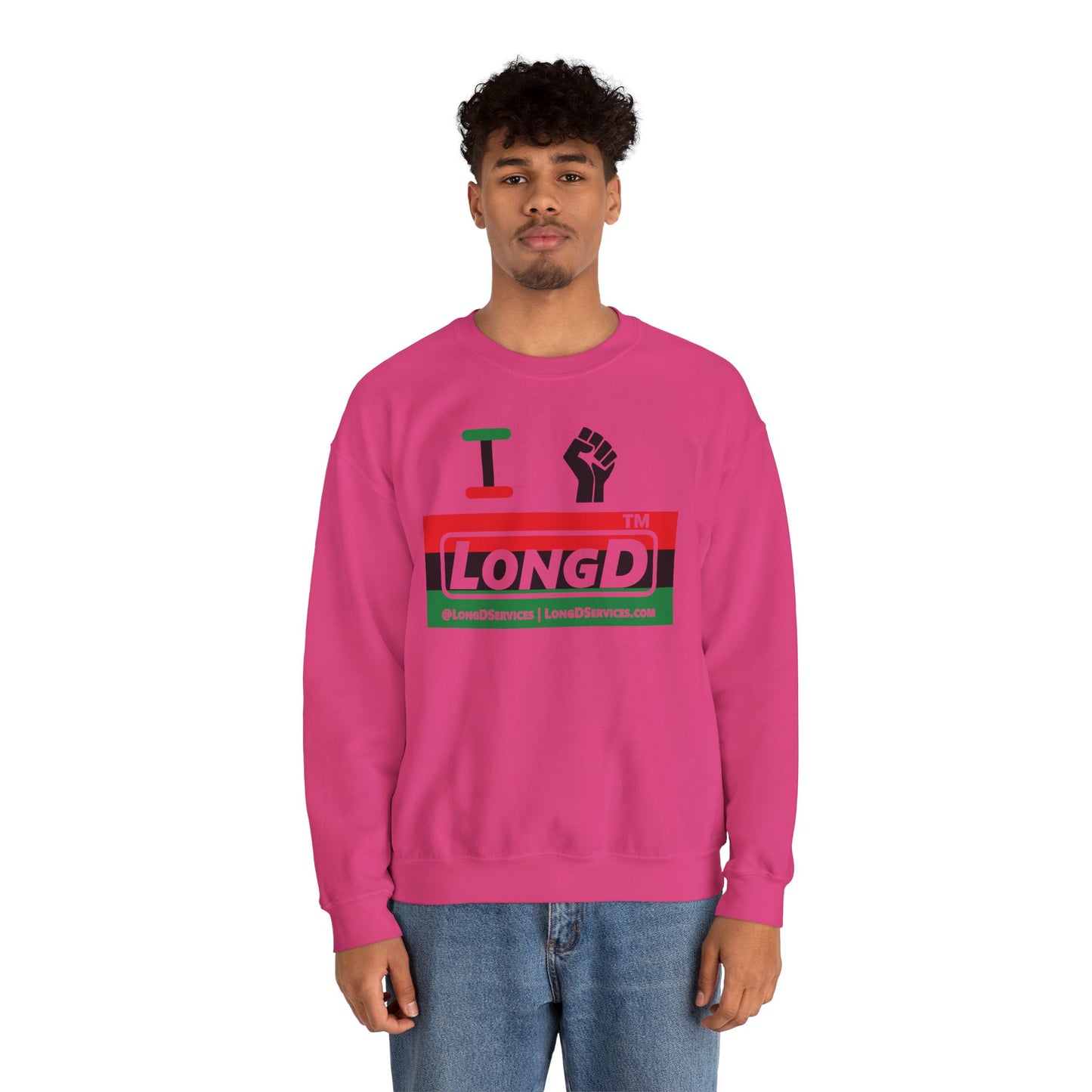 I fist LongD negative horizontal 3-striped tag-domain logo crewneck sweatshirt