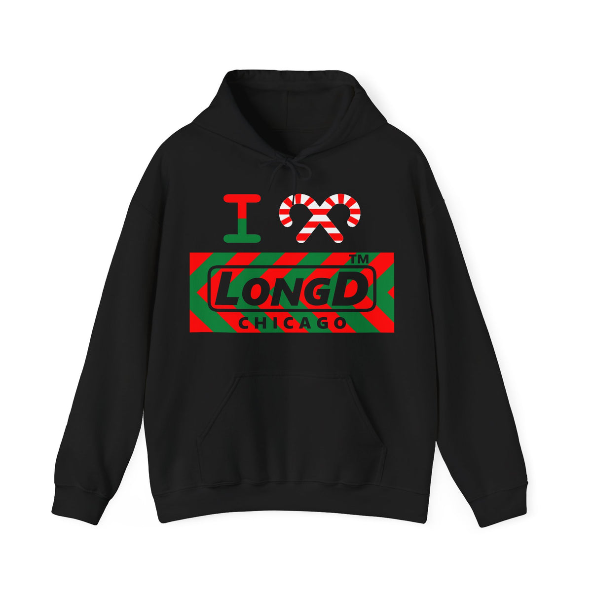 I candy cane LongD Chicago negative leftward chevron logo hoodie