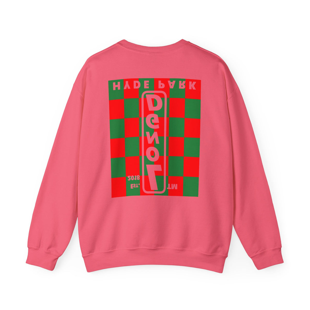 LongD Hyde Park negative upright checkered front-back logo (Xmas colors) crewneck sweatshirt
