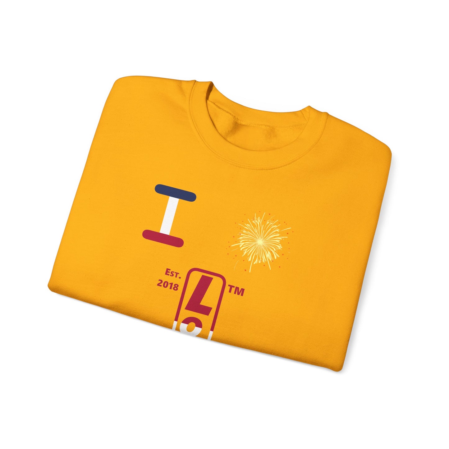 I Burst LongD positive horizontal 3-striped Hyde Park upright logo crewneck sweatshirt