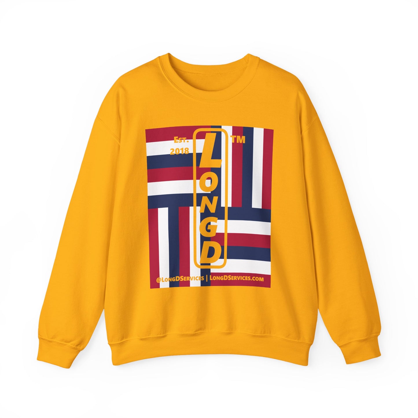 I Burst LongD negative windmill tag-domain upright front-back logo crewneck sweatshirt