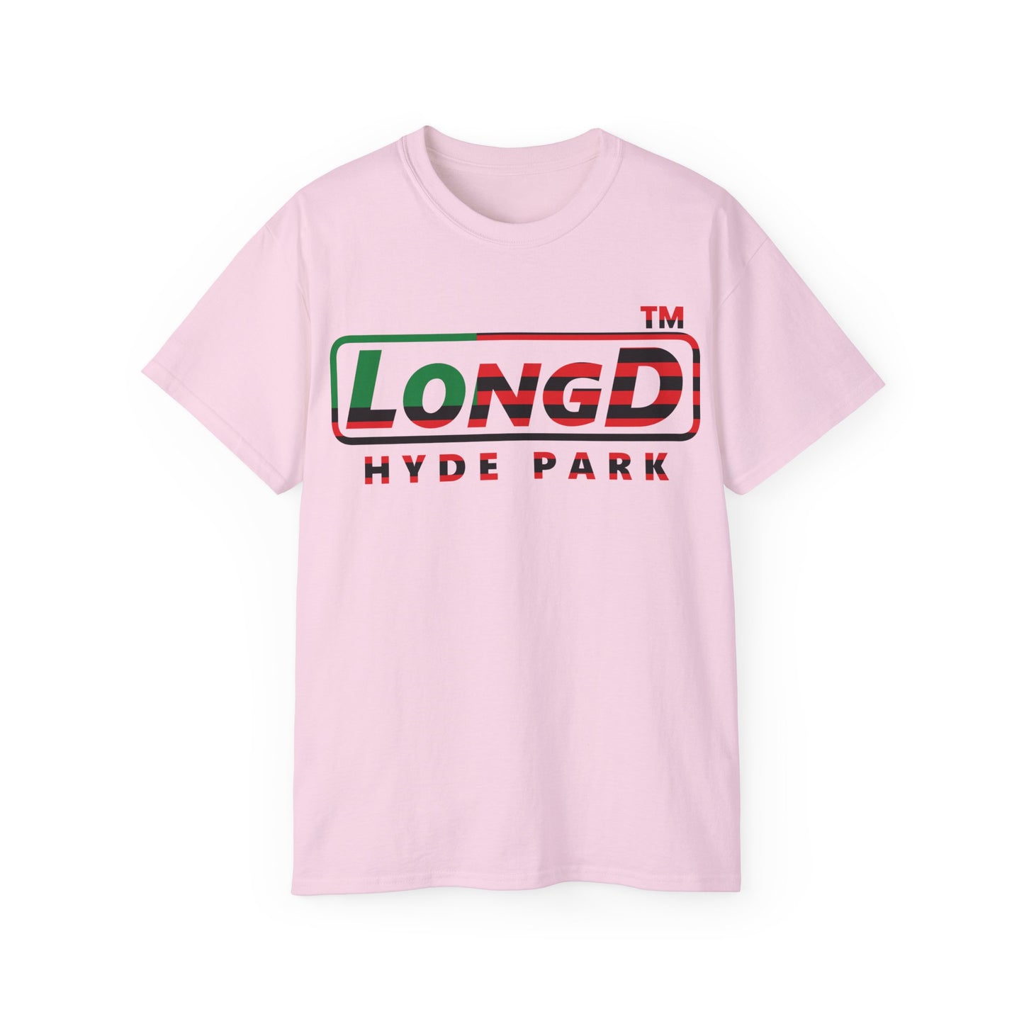 LongD positive flag Hyde Park logo cotton tee (Juneteenth colors)