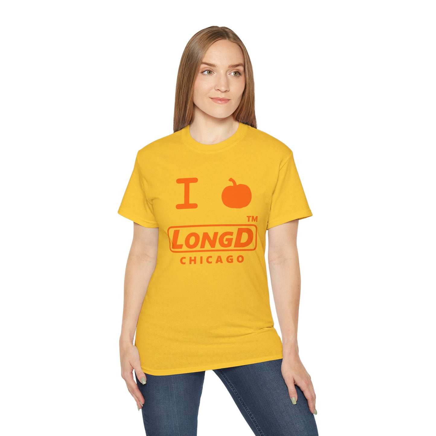 I Pumpkin LongD® Logo Cotton Tee positive orange basic Chicago logo