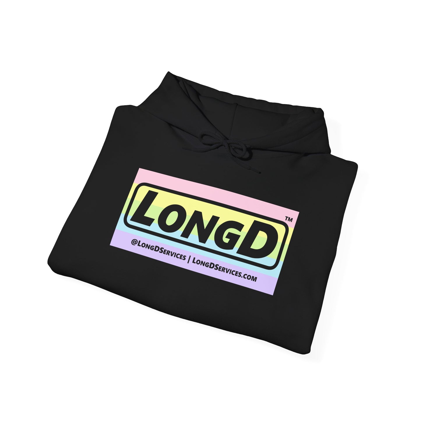 LongD® Logo Hoodie pastel striped negative text coloration
