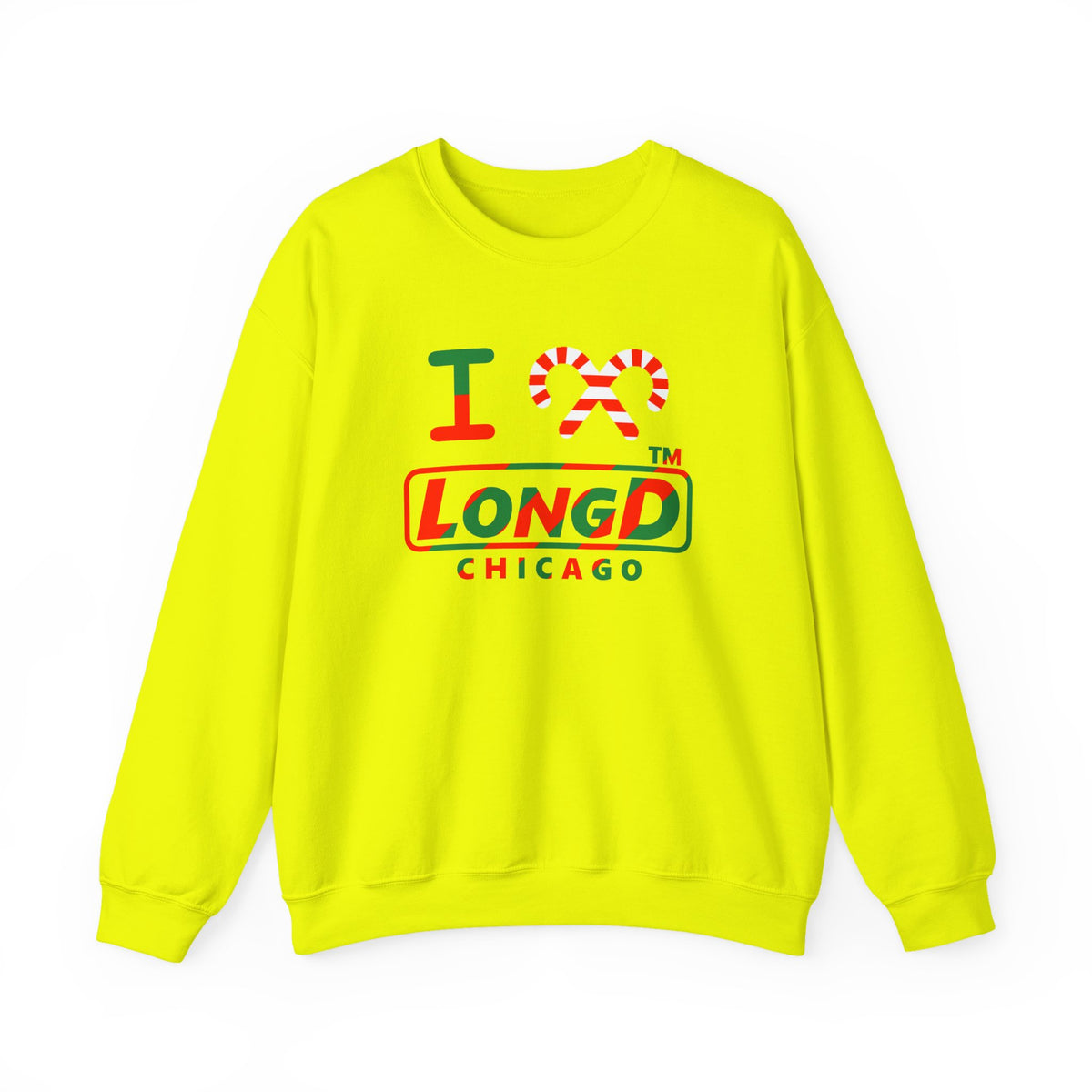 I candy cane LongD Chicago positive pixel-weighted 6-striped logo crewneck sweatshirt