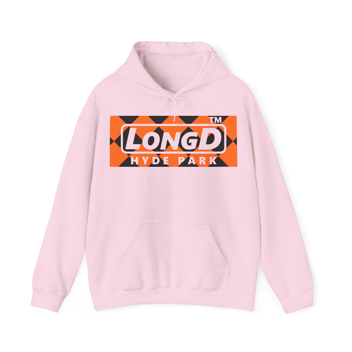 LongD Hyde Park negative argyle logo (Halloween colors) hoodie