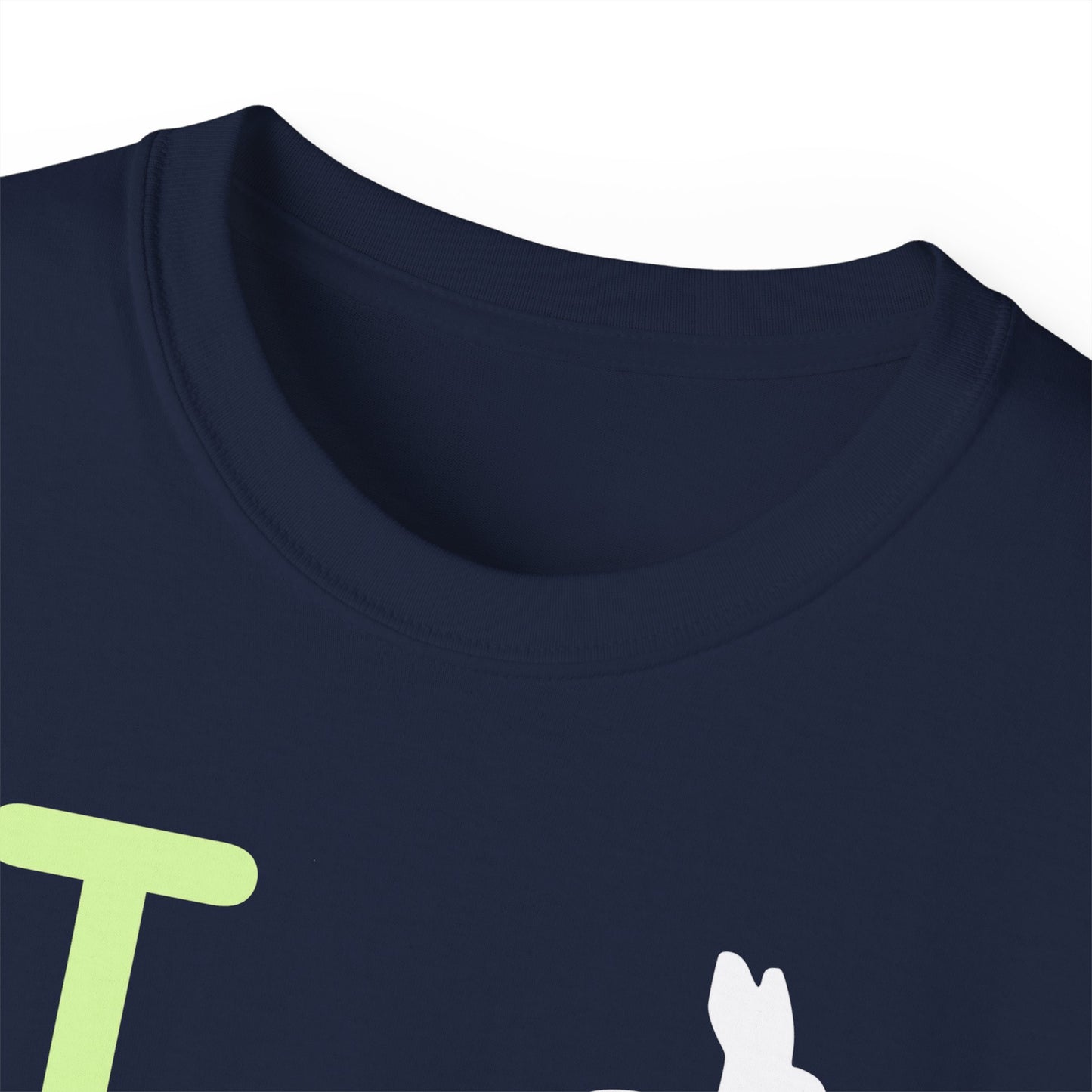 I Bunny LongD® Logo Cotton Tee Easter pastel green negative text (white Easter Bunny)