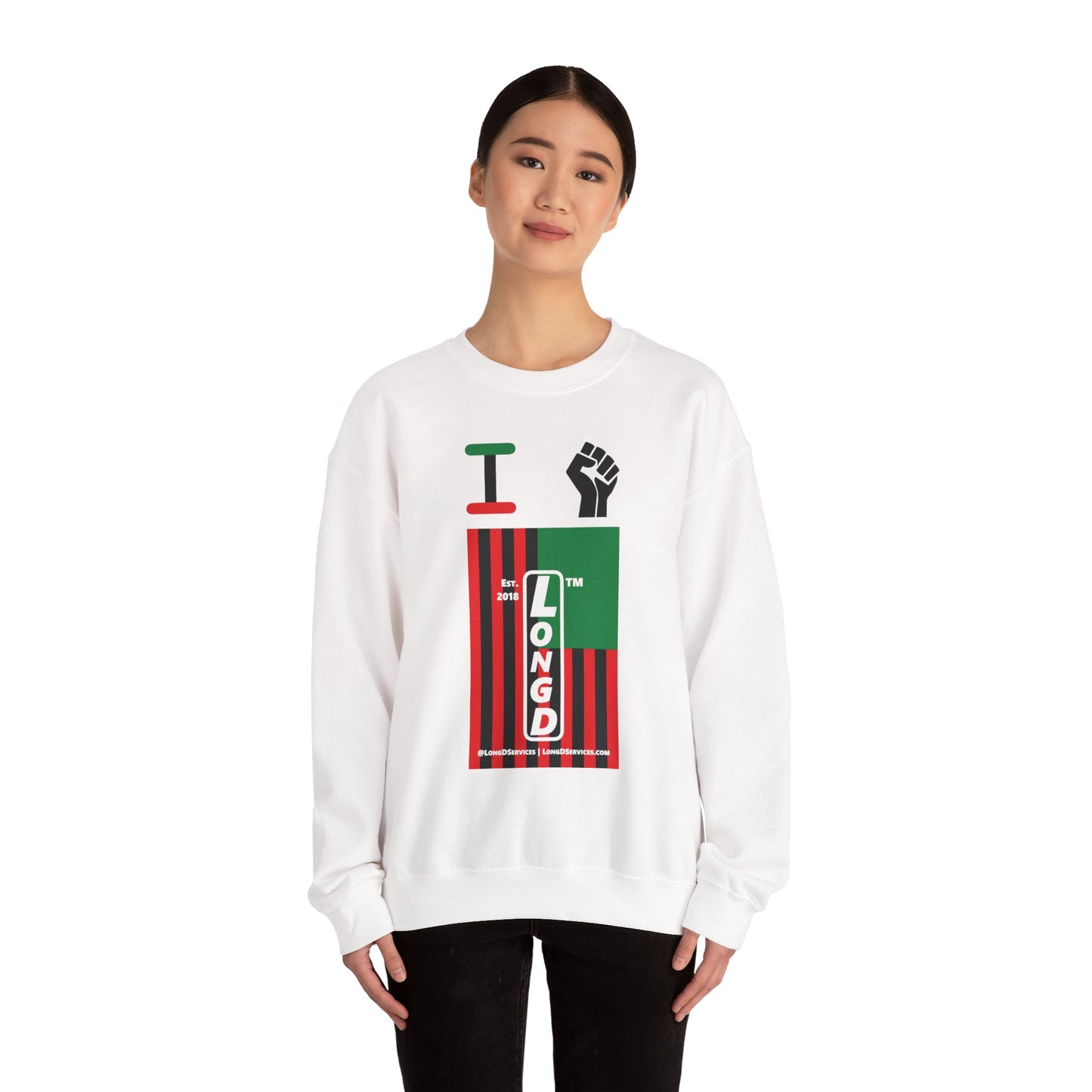 I Fist LongD negative flag tag-domain upright logo crewneck sweatshirt