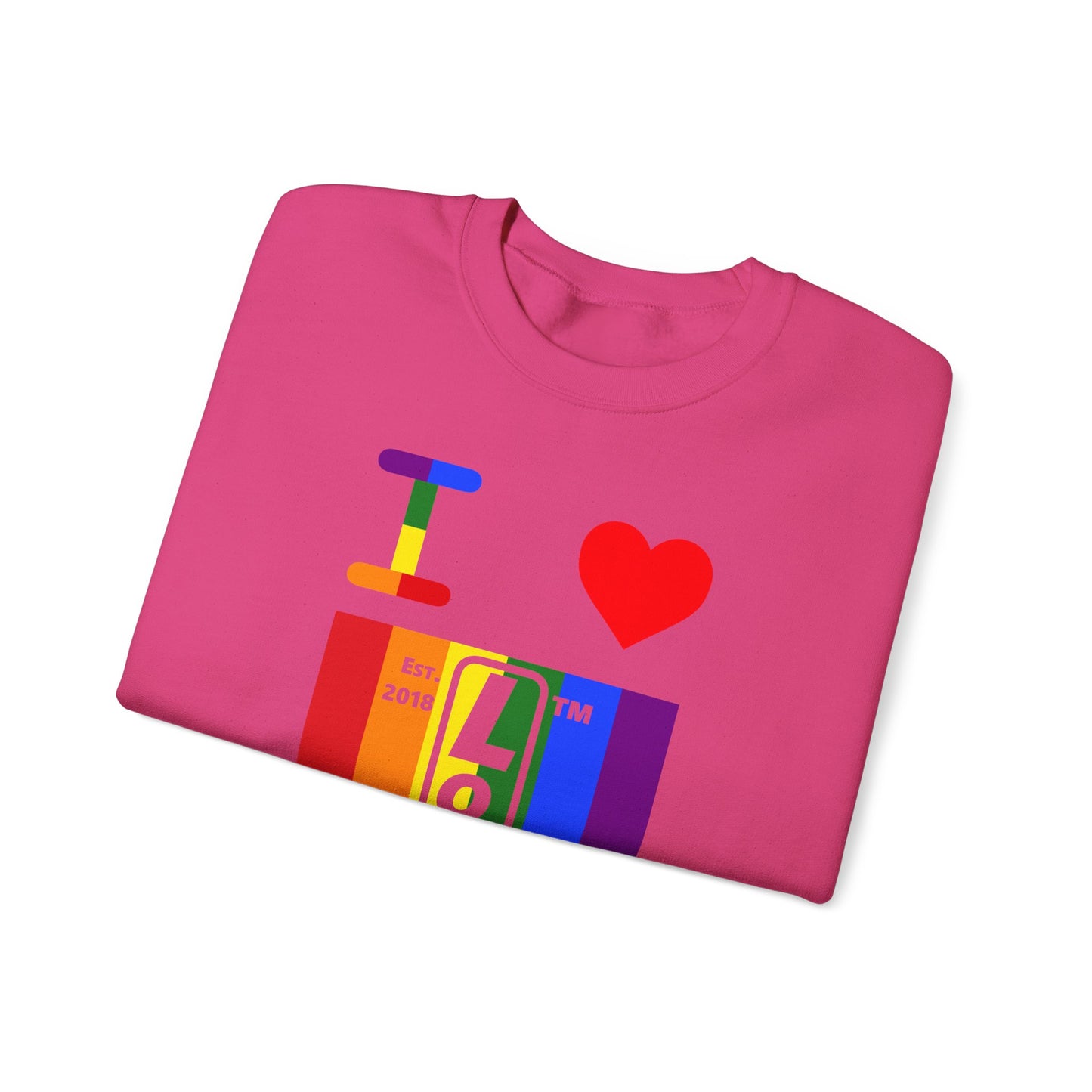 I Luv LongD negative vertical 6-striped tag upright logo crewneck sweatshirt