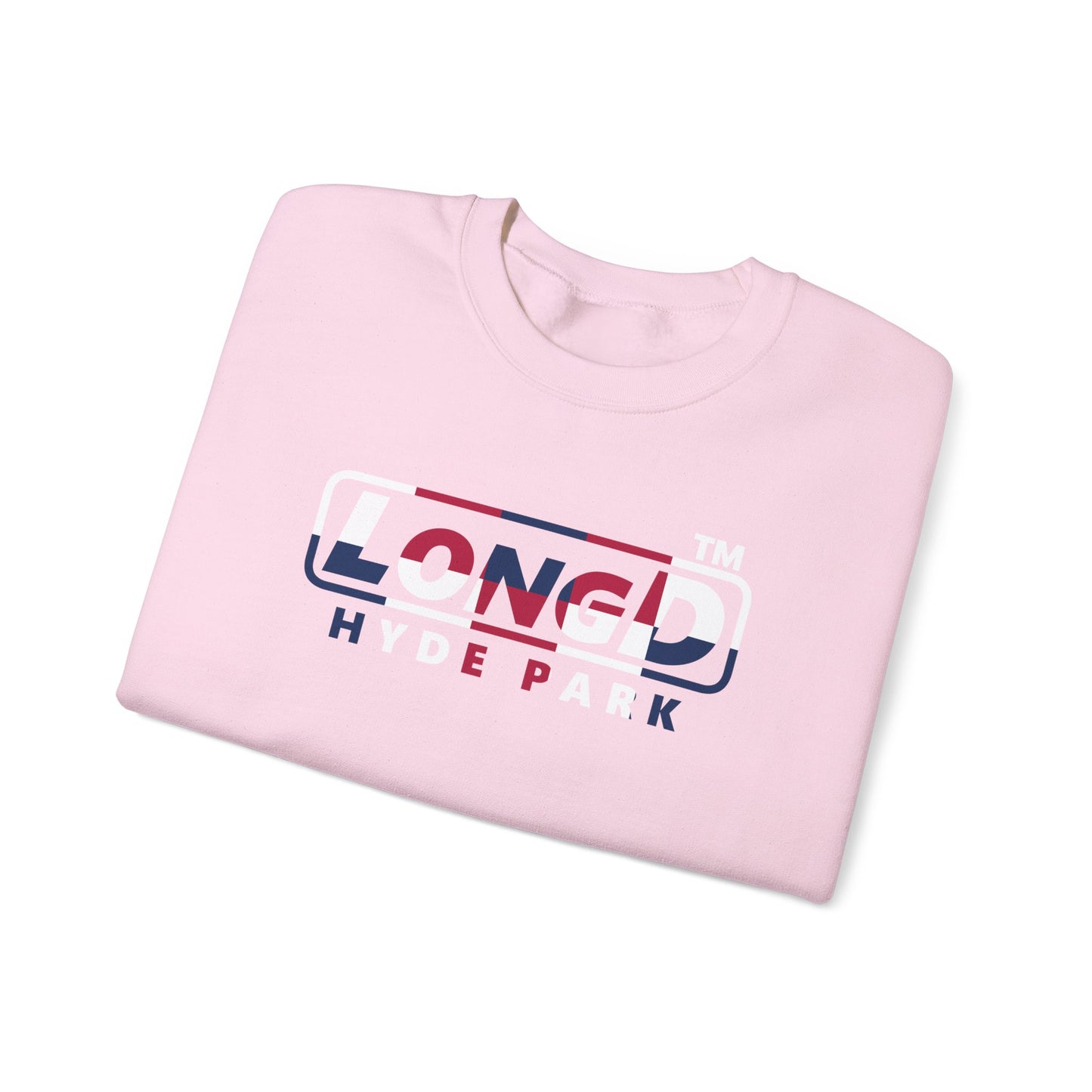 LongD positive 2x5 Hyde Park logo crewneck sweatshirt (patriotic colors)