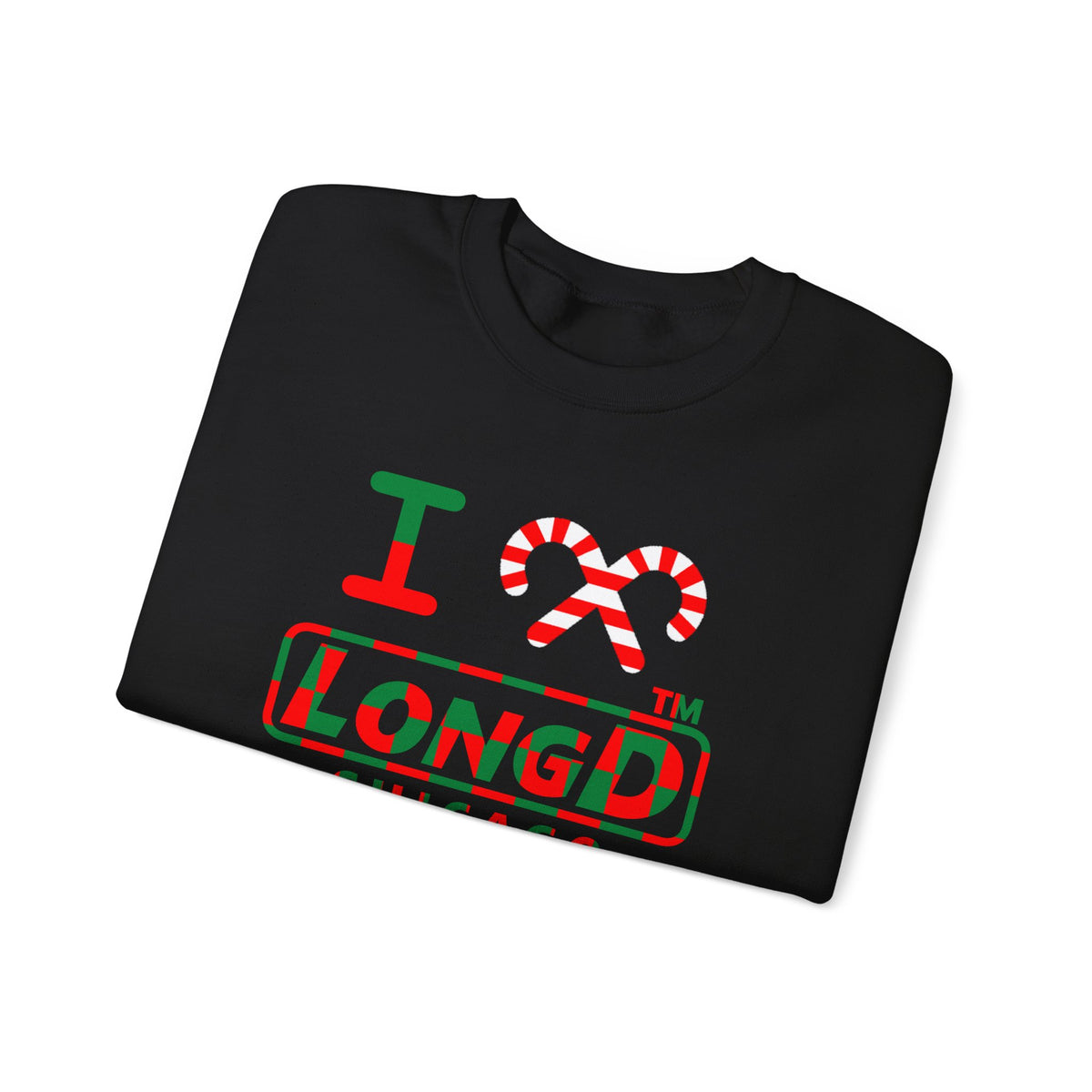 I candy cane LongD Chicago positive checkered logo crewneck sweatshirt