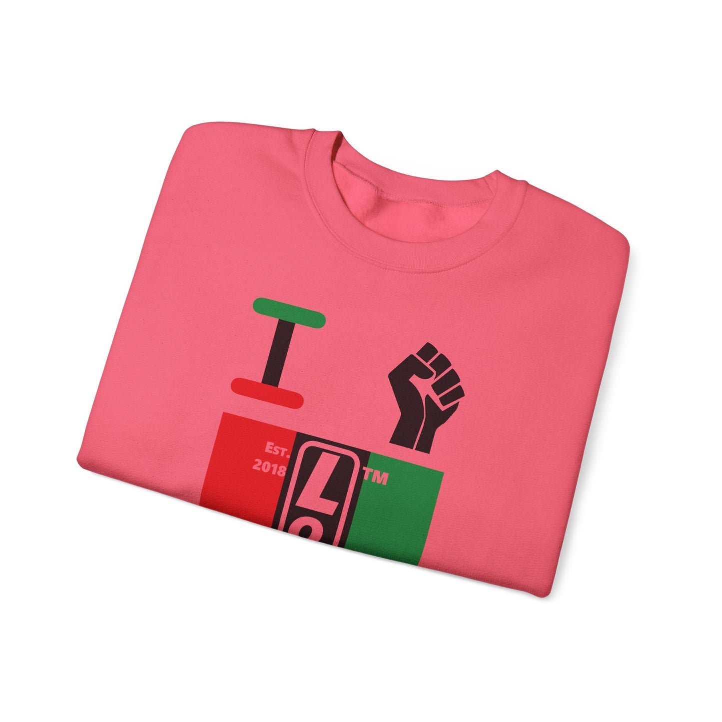 I Fist LongD negative vertical 3-striped tag upright logo crewneck sweatshirt
