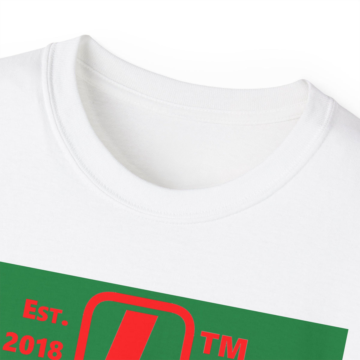 LongD Hyde Park upright logo positive red on negative green (Xmas colors) cotton tee