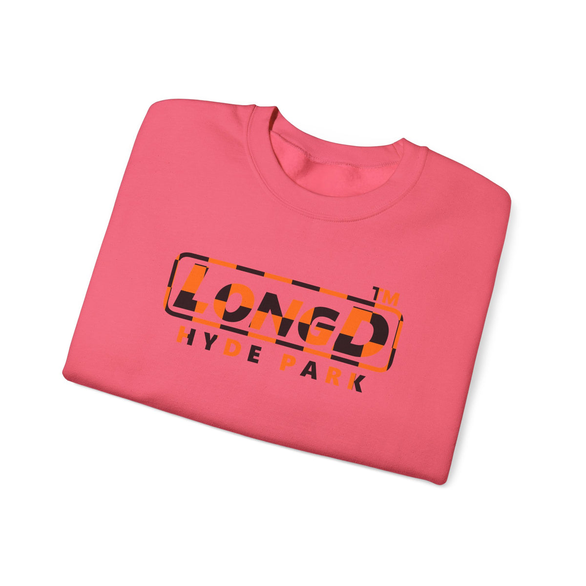 LongD Hyde Park positive checkered logo (Halloween colors) crewneck sweatshirt