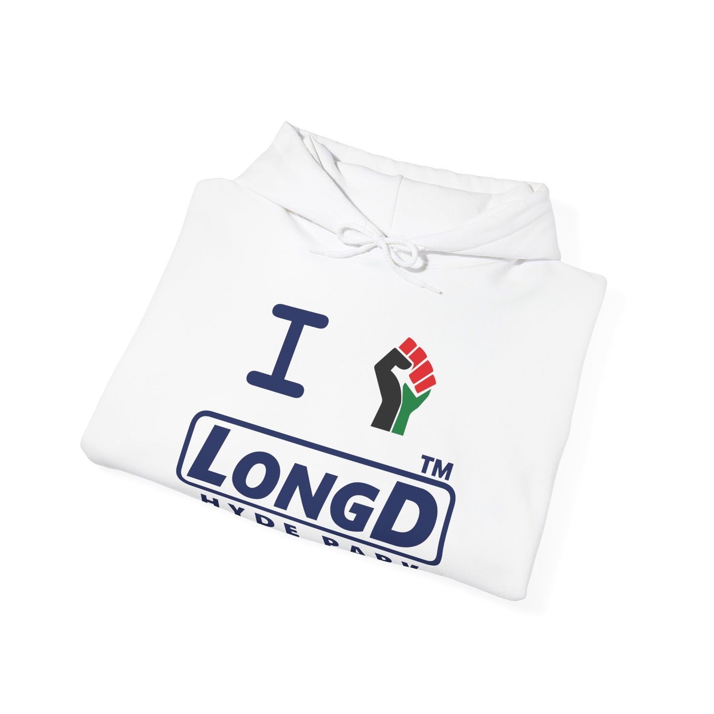 I fist LongD® basic official Hyde Park logo Hoodie (Juneteenth colors)