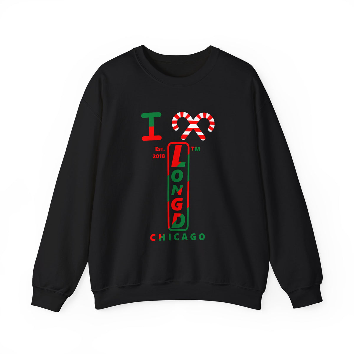 I candy cane LongD Chicago positive upright pixel-weighted 4-striped logo crewneck sweatshirt