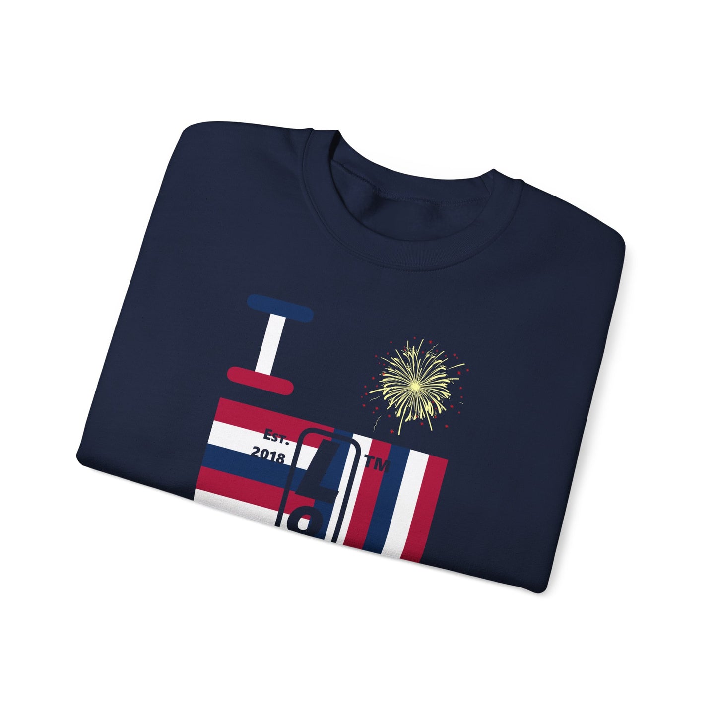 I Burst LongD negative windmill Hyde Park upright logo crewneck sweatshirt