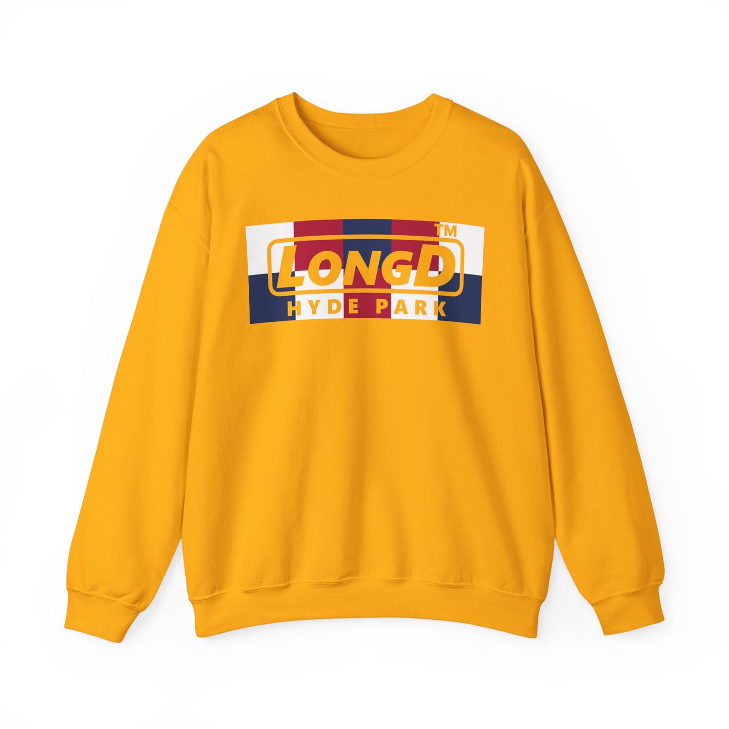 LongD negative 2x5 Hyde Park logo crewneck sweatshirt (patriotic colors)