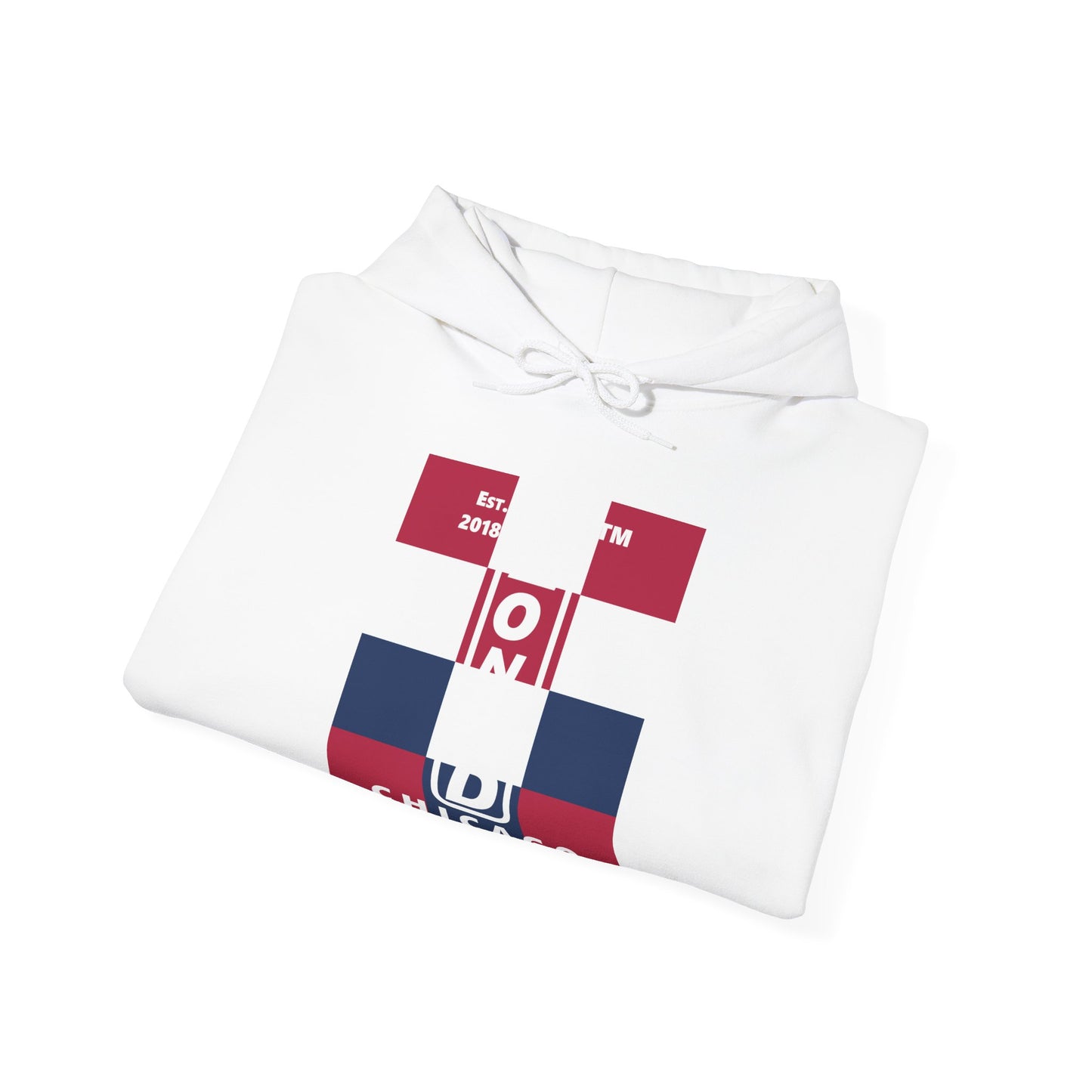 LongD® negative 4x3 upright Chicago logo hoodie