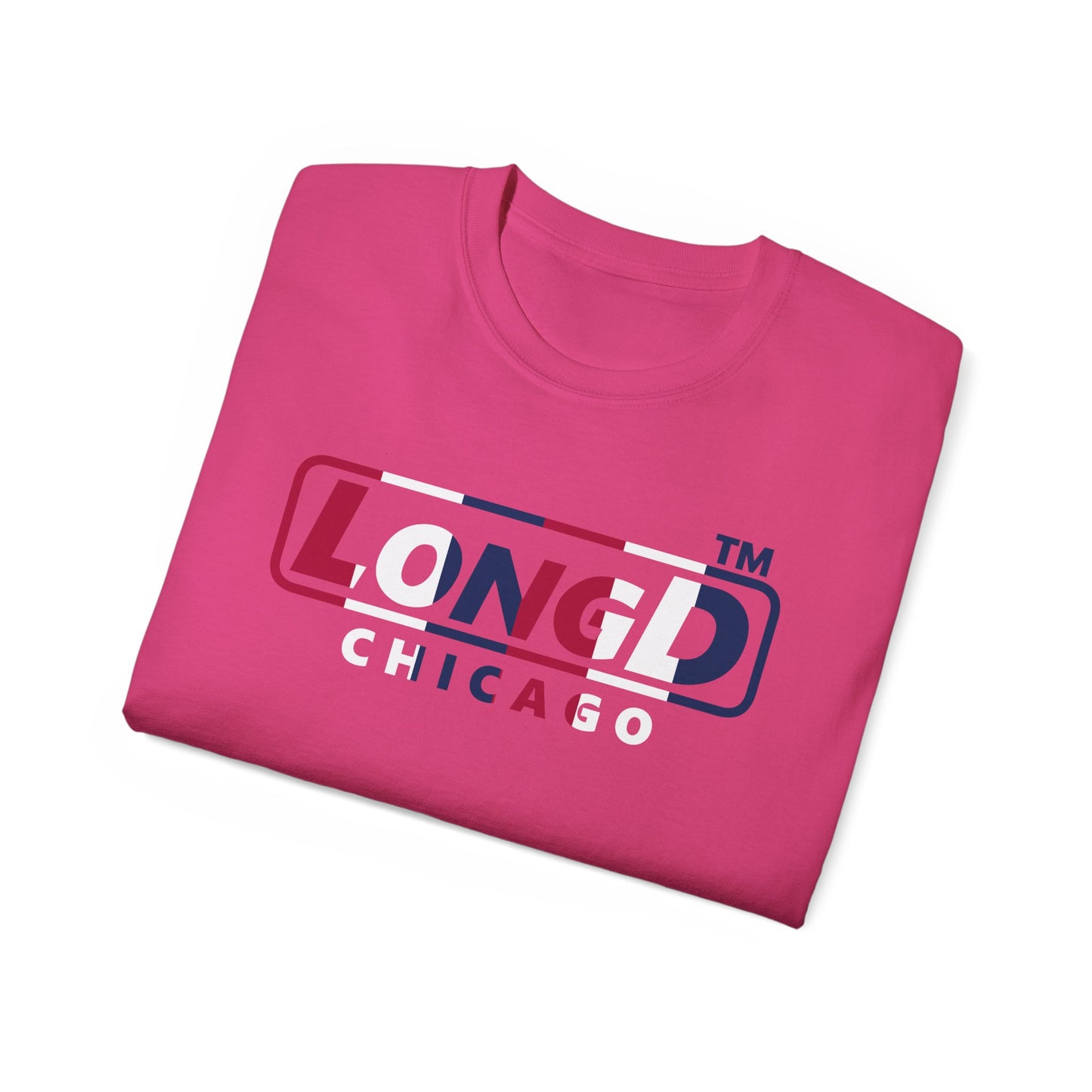 LongD positive vertical 6-striped Chicago logo cotton tee (patriotic colors)