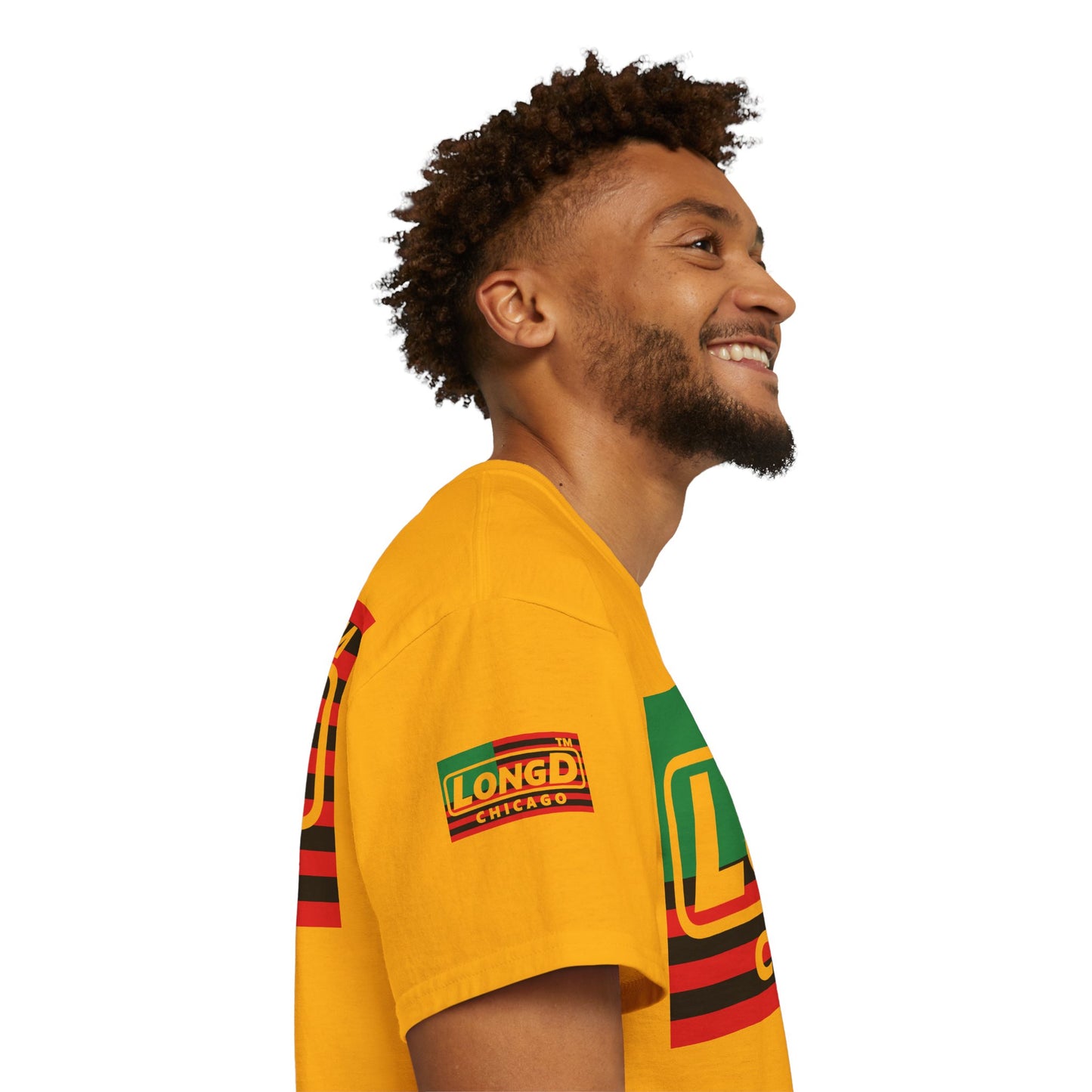 LongD negative flag Chicago logo 4-print cotton tee (Juneteenth colors)