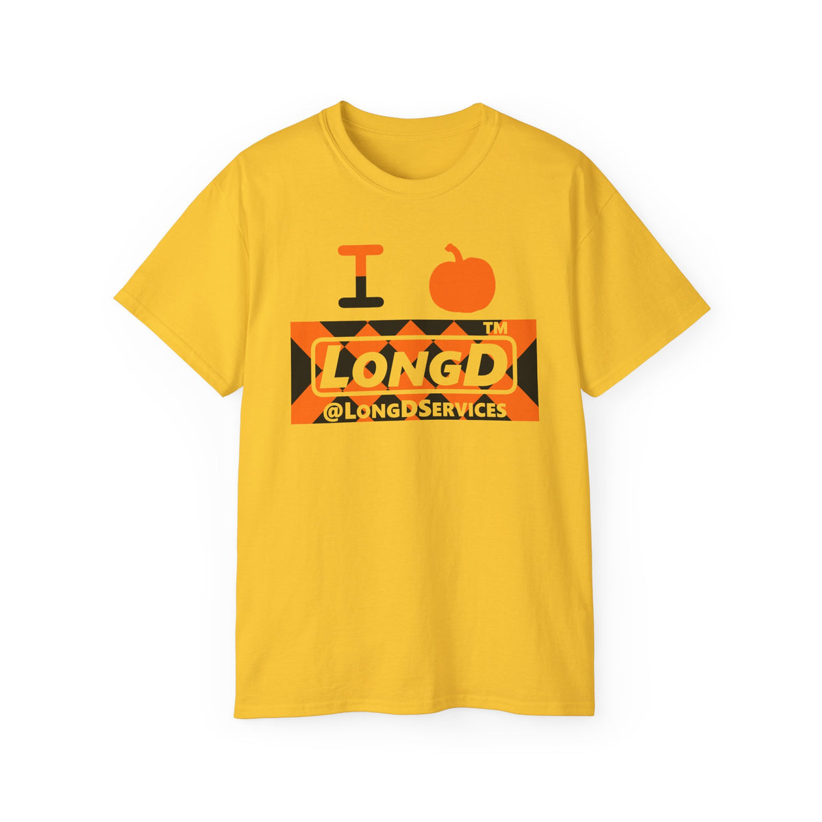 I pumpkin LongD Tag negative stylized argyle logo cotton tee