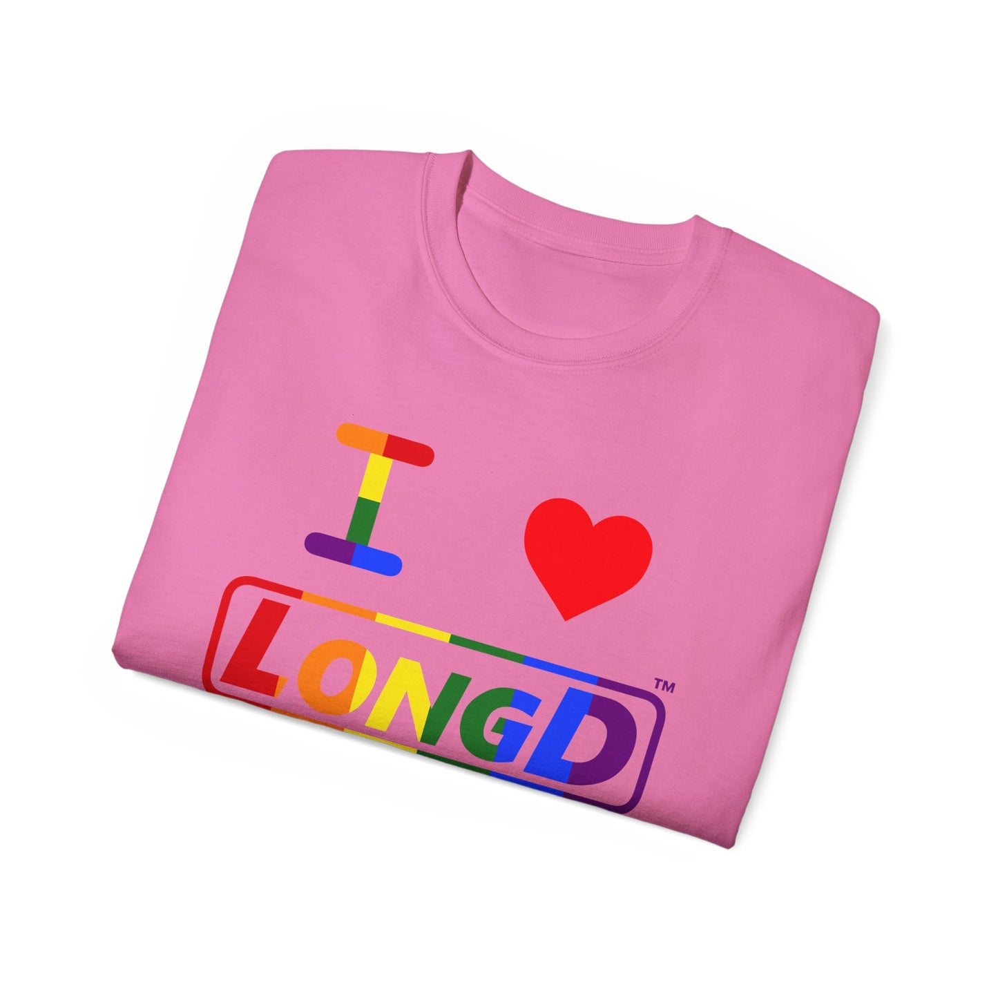 I Luv LongD® Logo Cotton Tee Pride rainbow positive text
