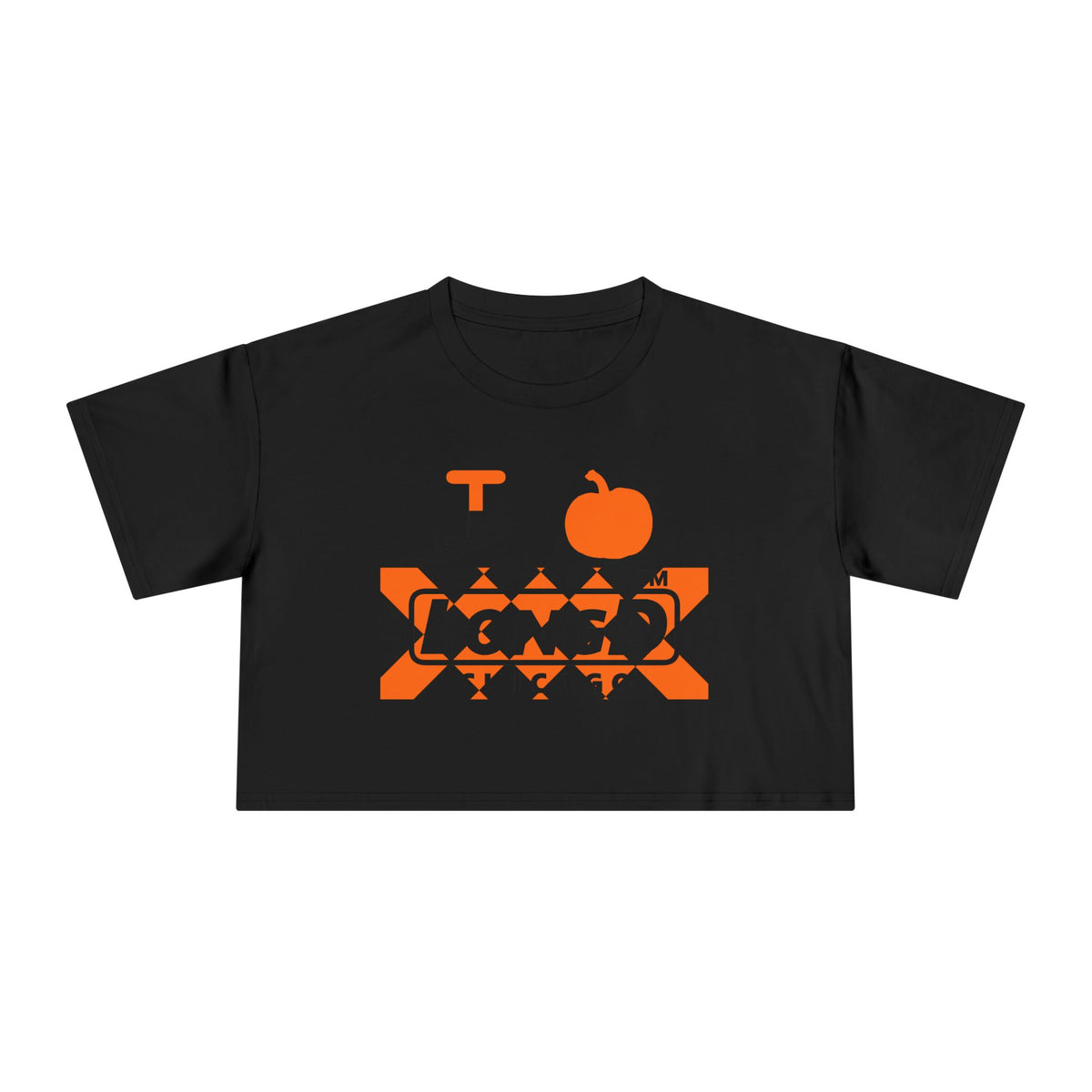 I pumpkin LongD Chicago negative stylized argyle logo crop tee