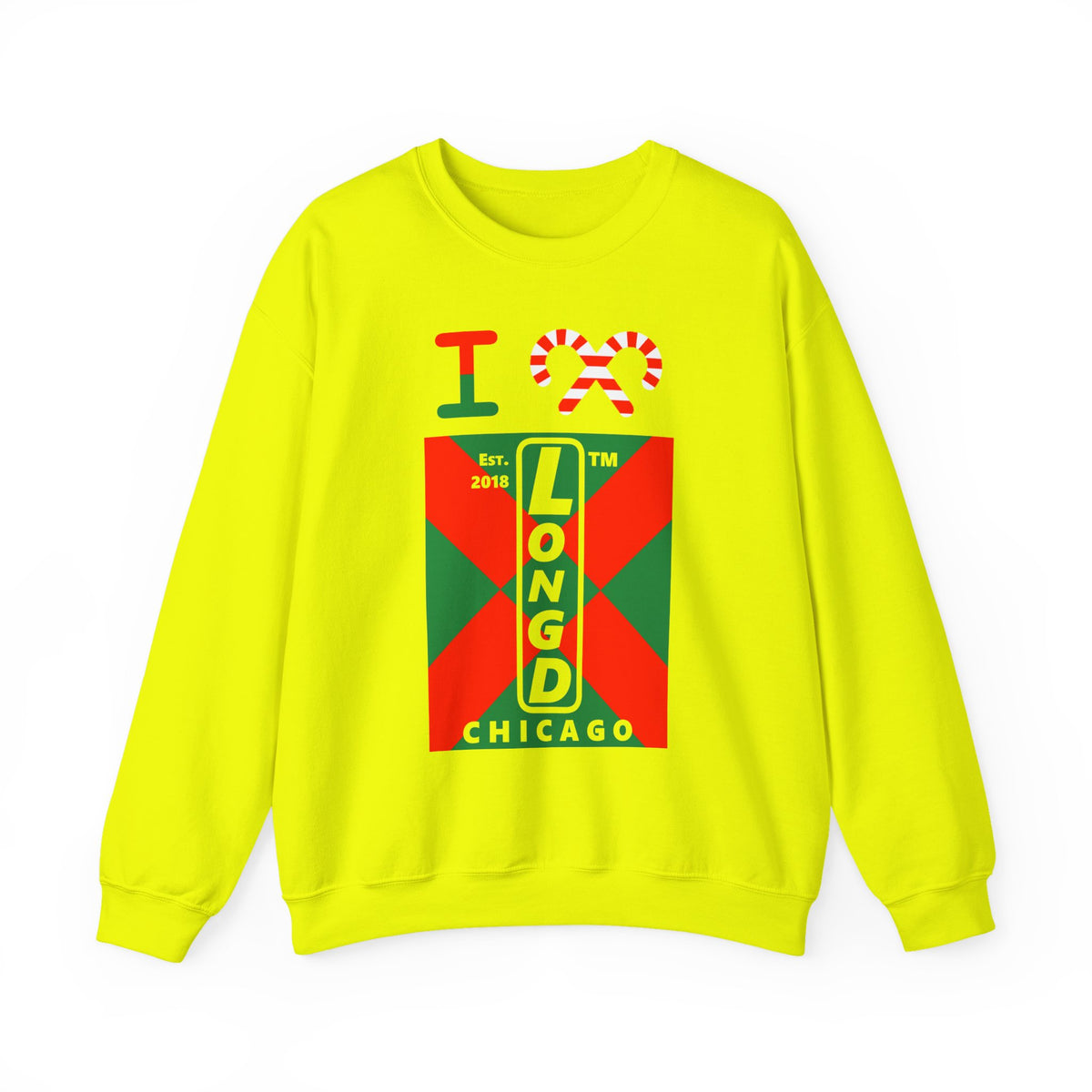I candy cane LongD Chicago negative upright argyle x logo crewneck sweatshirt