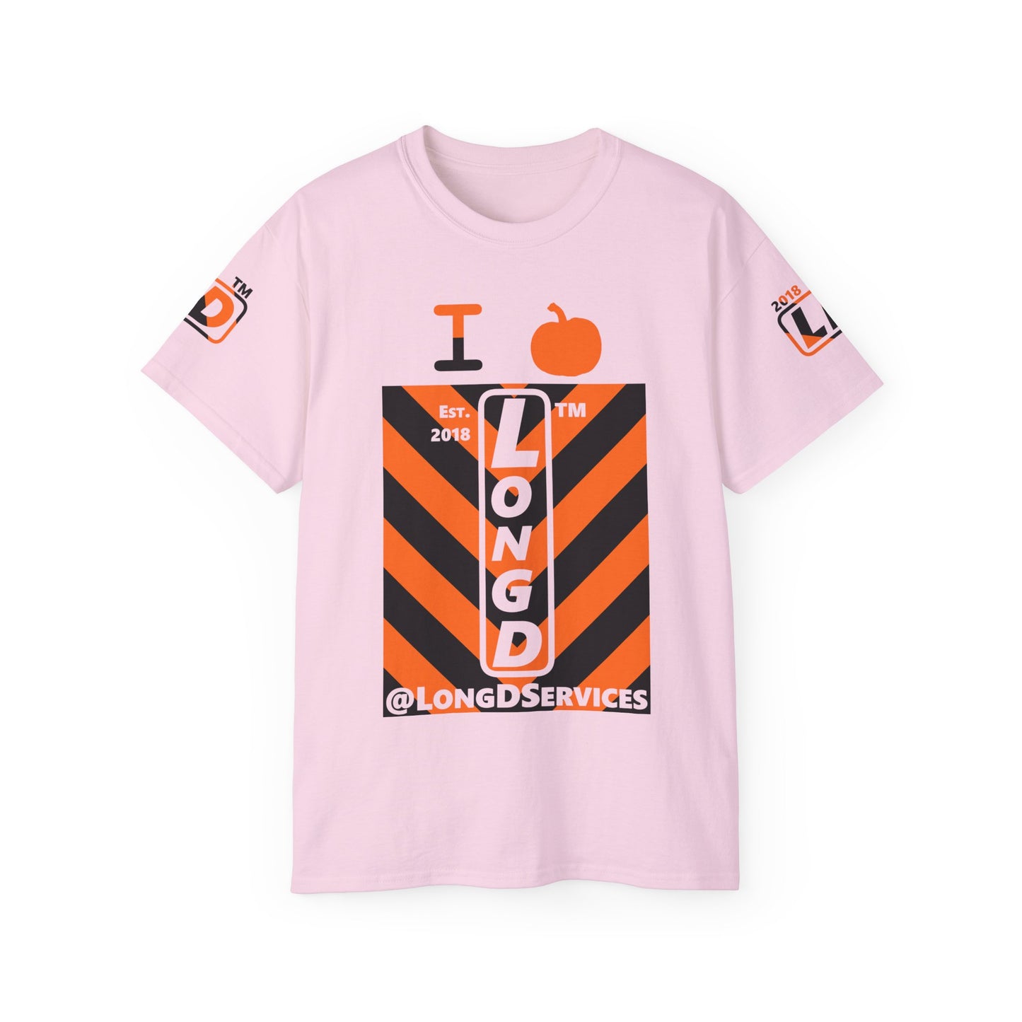 I pumpkin LongD Tag negative upright downward chevron 4-print logo cotton tee