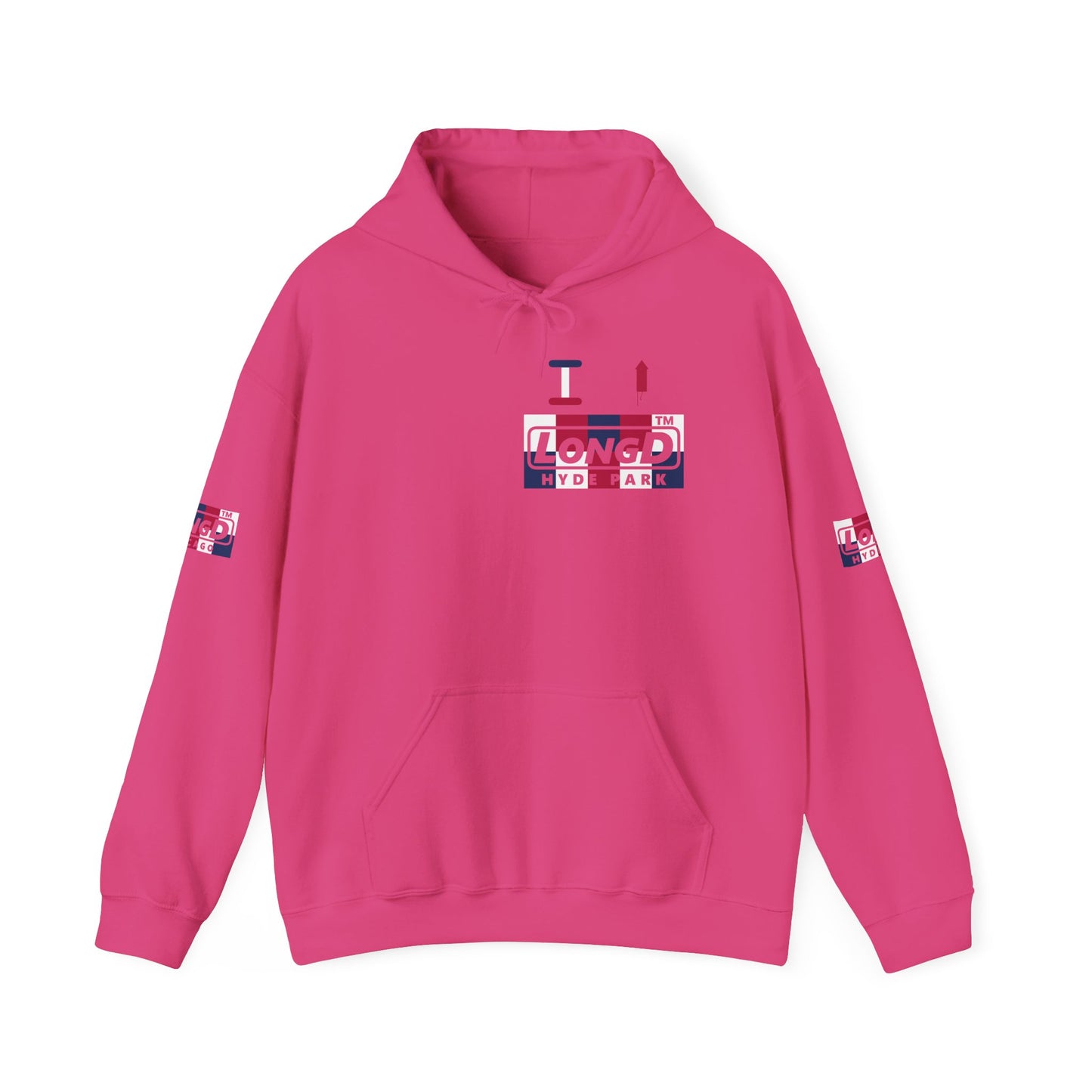 I firecracker LongD® negative 2x5 4-print single breasted Hyde Park logo hoodie
