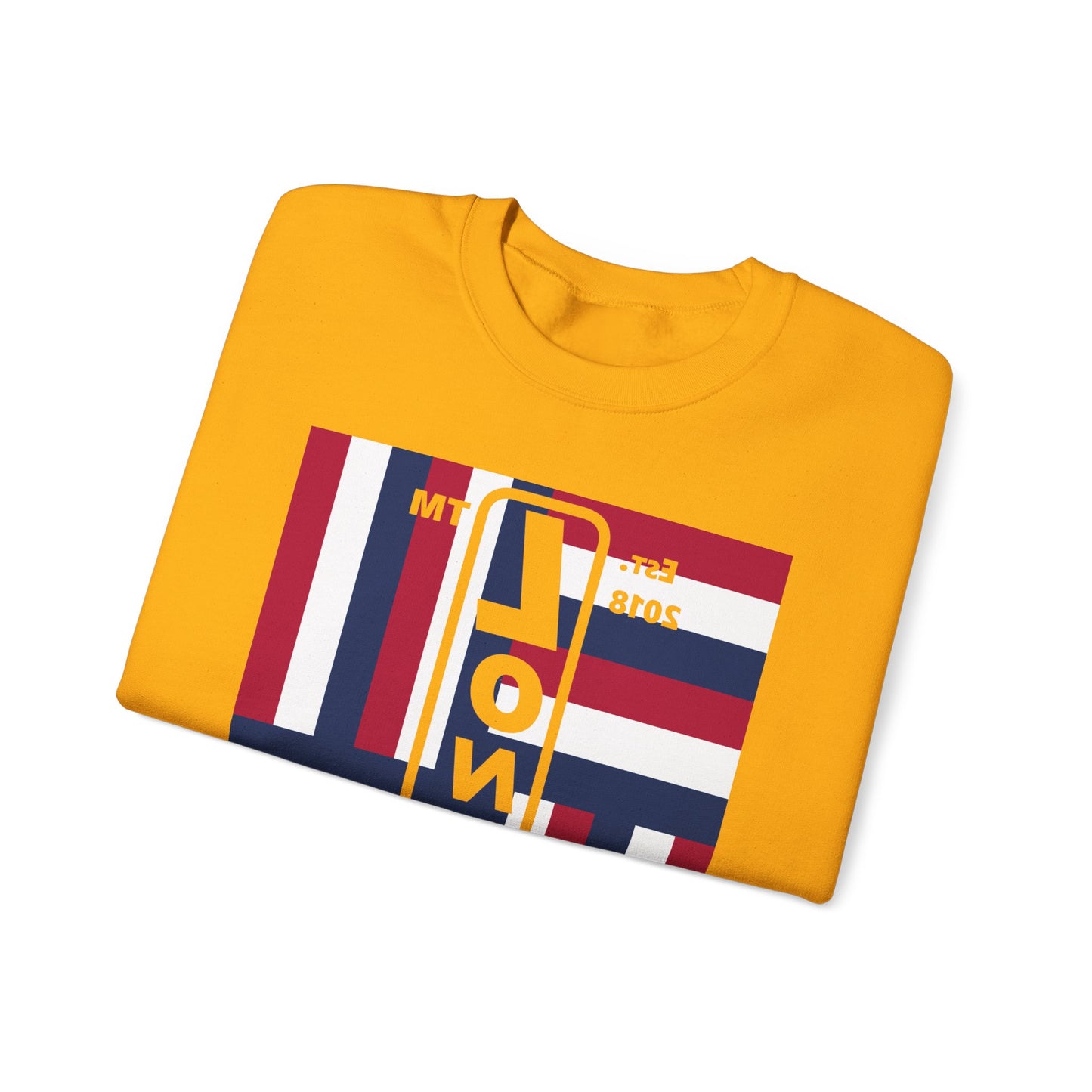 LongD negative rotated windmill Hyde Park front-back upright logo crewneck sweatshirt (patriotic colors)