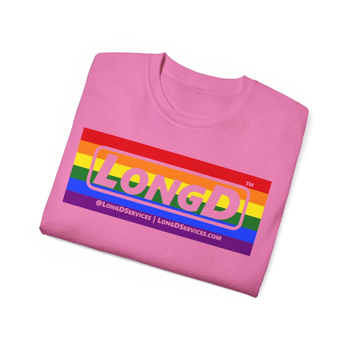 LongD® Logo Cotton Tee Pride striped negative text