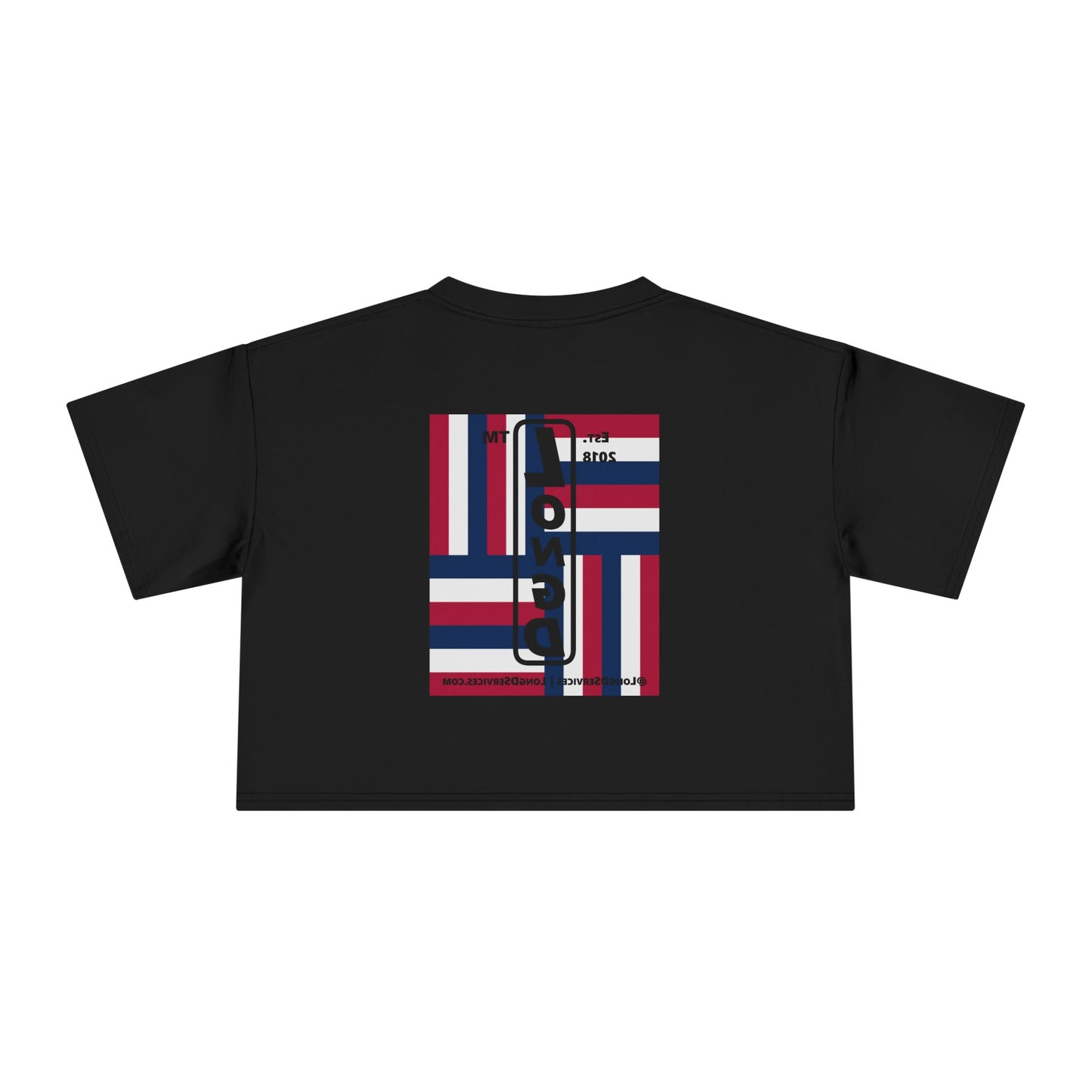 I burst LongD negative windmill upright front-reversed back tag-domain logo crop tee