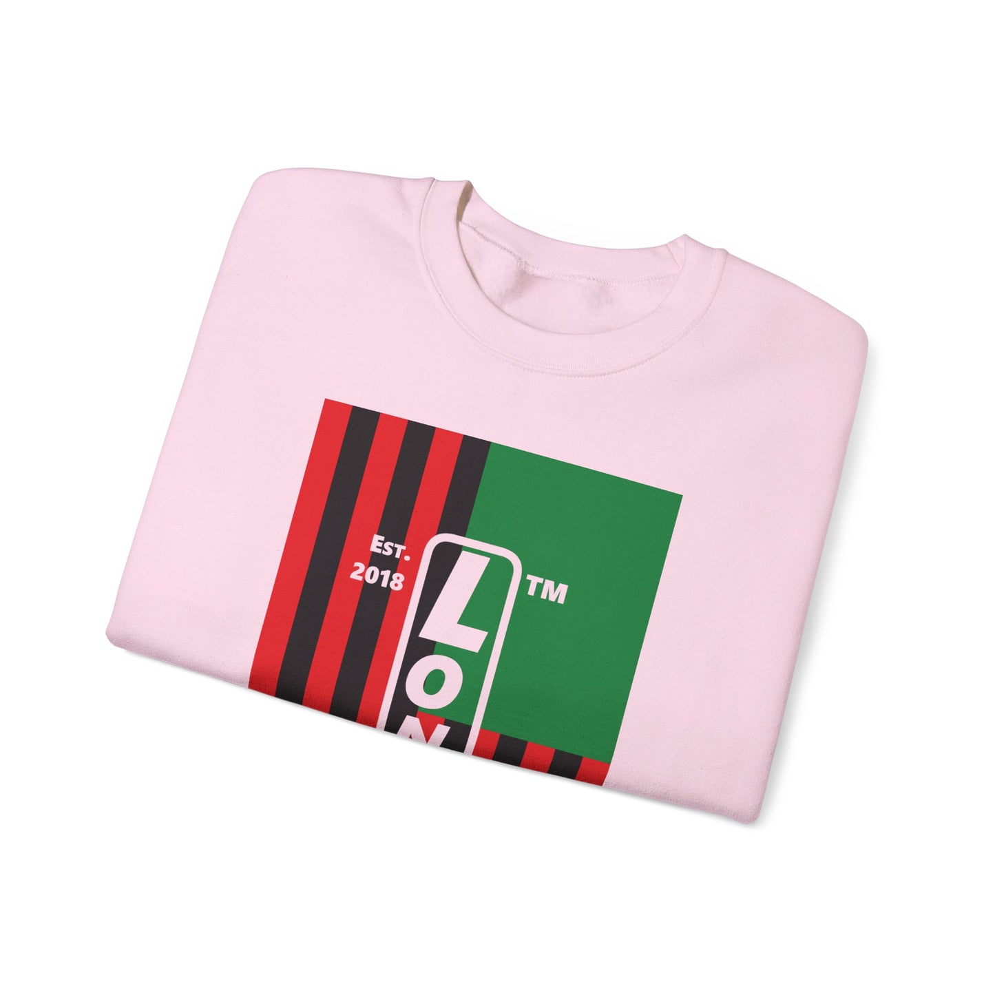 LongD negative cropped flag Hyde Park upright logo crewneck sweatshirt (Juneteenth colors)
