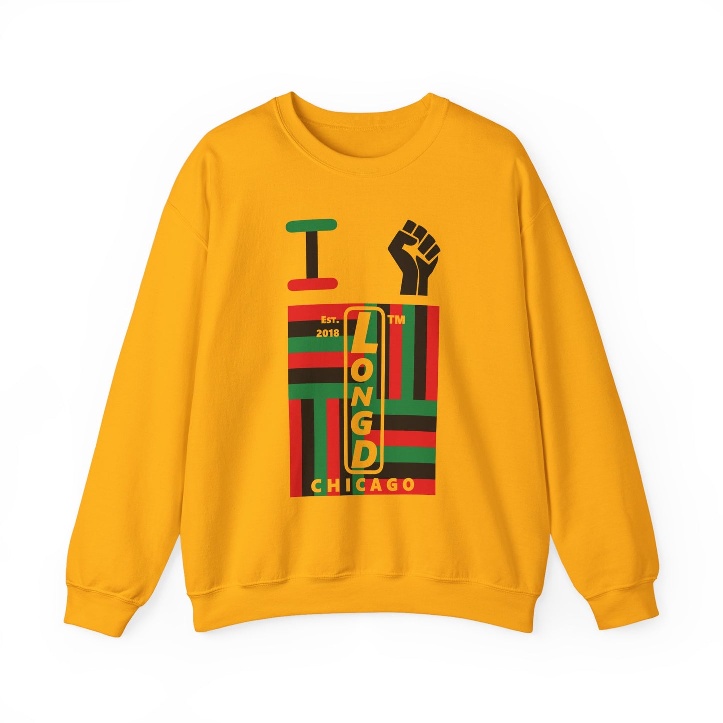I Fist LongD negative windmill Chicago upright front-back logo crewneck sweatshirt