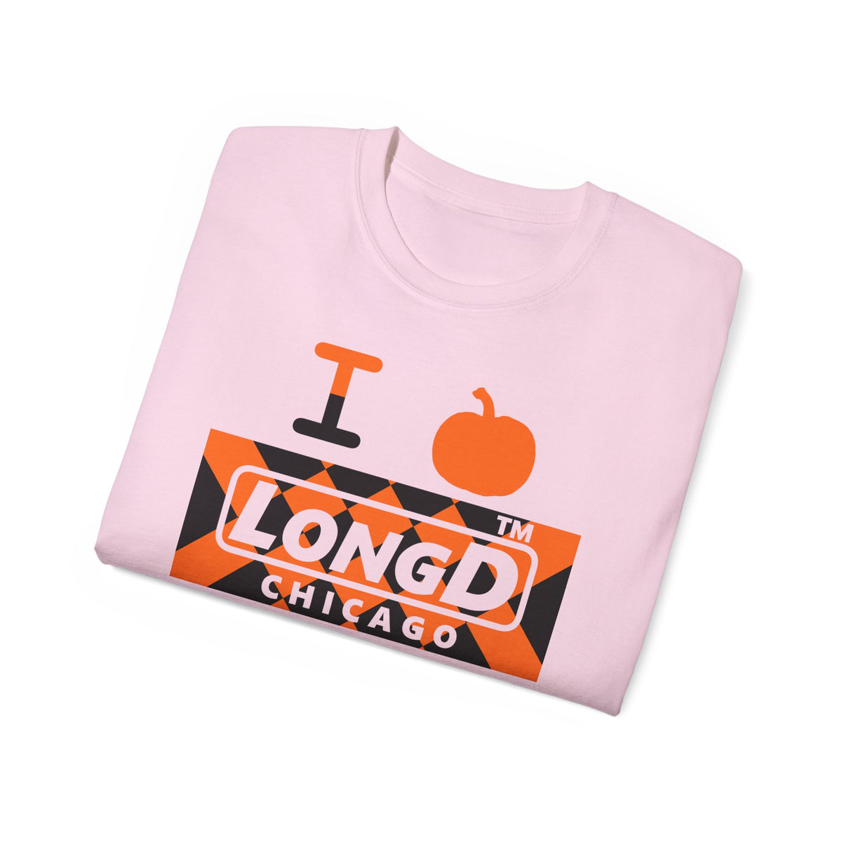 I pumpkin LongD Chicago negative stylized argyle 4-print logo cotton tee