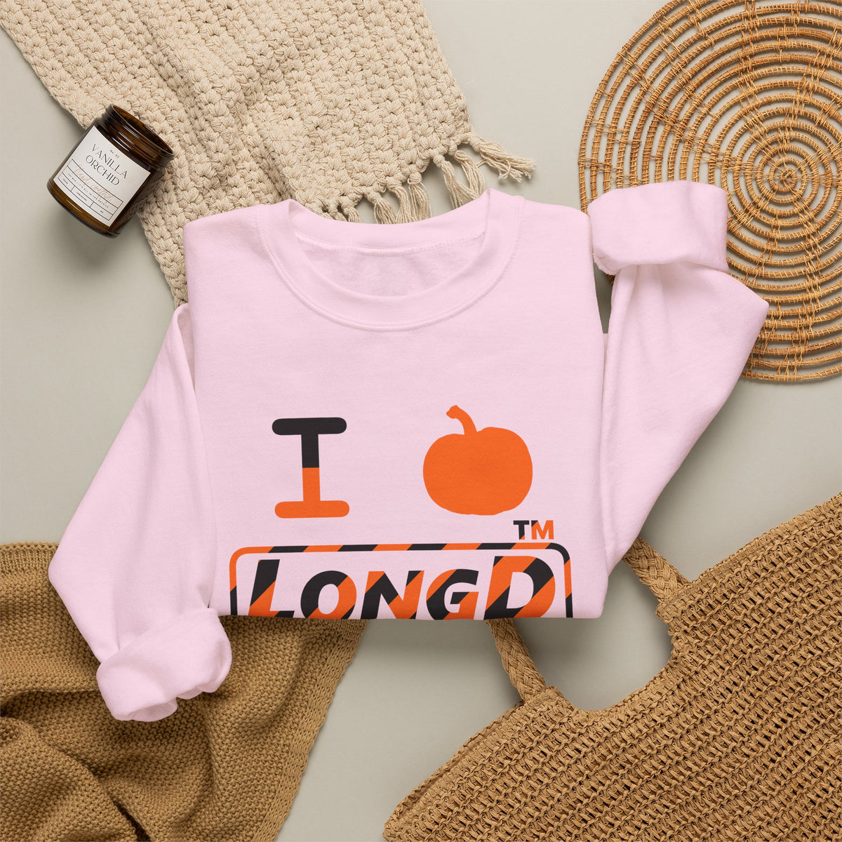 I pumpkin LongD Chicago positive 12-striped logo crewneck sweatshirt