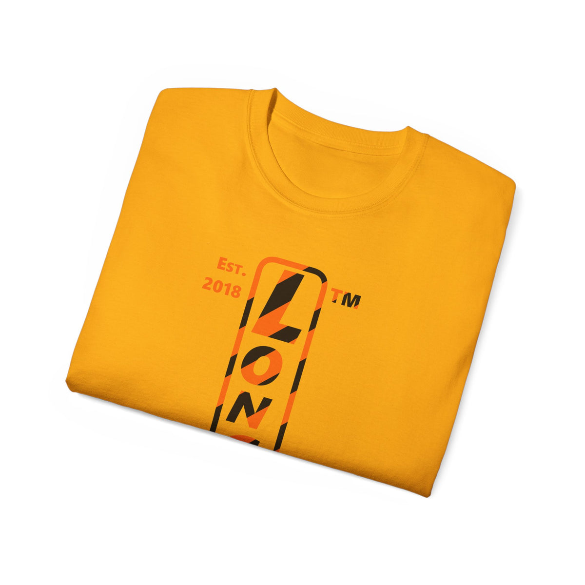 LongD Chicago positive upright pixel-weighted 12-striped 4-print logo (Halloween colors) cotton tee